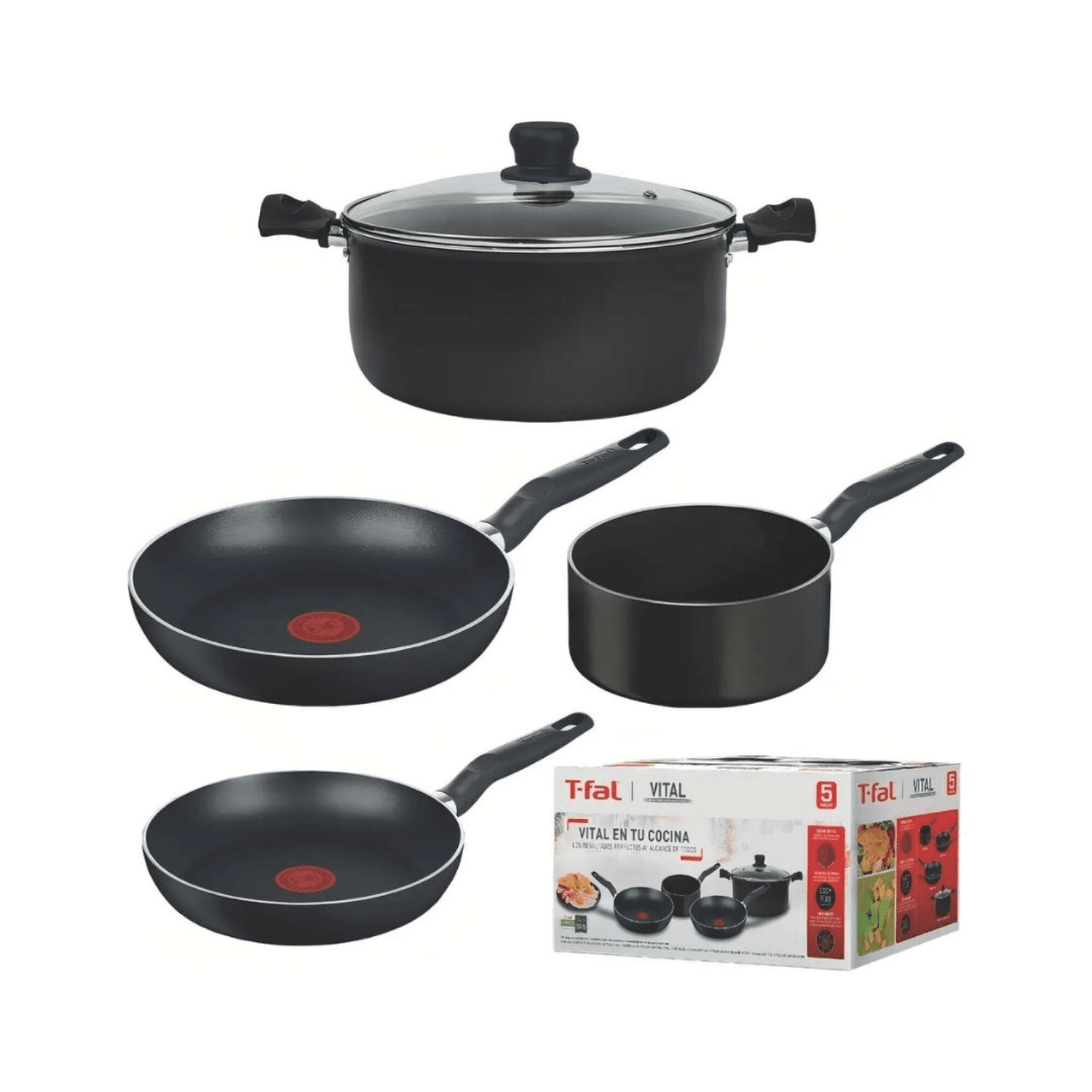 Batería de cocina Tefal Vital 390900 de 5 piezas con su caja