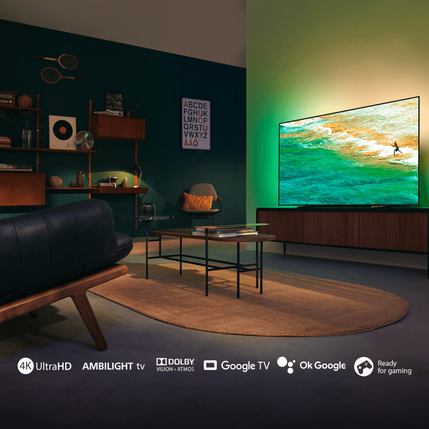 Philips 55PUD790877 con Ambilight en un living