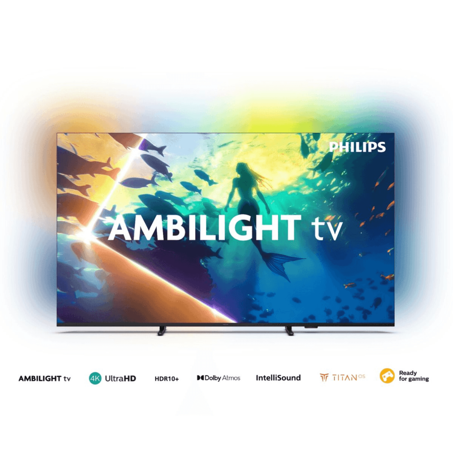 Smart TV Philips 75PUD810077 de 75 pulgadas con Ambilight encendido