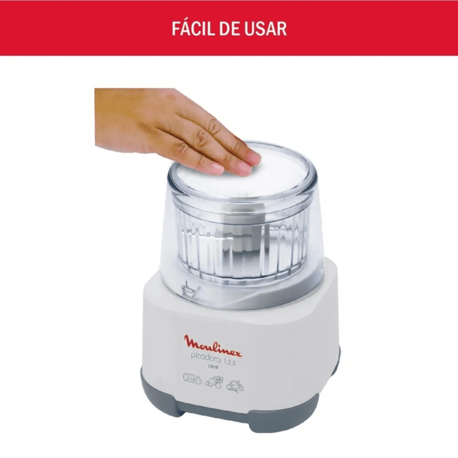 Picadora Moulinex AD6011CL accionada con la tapa