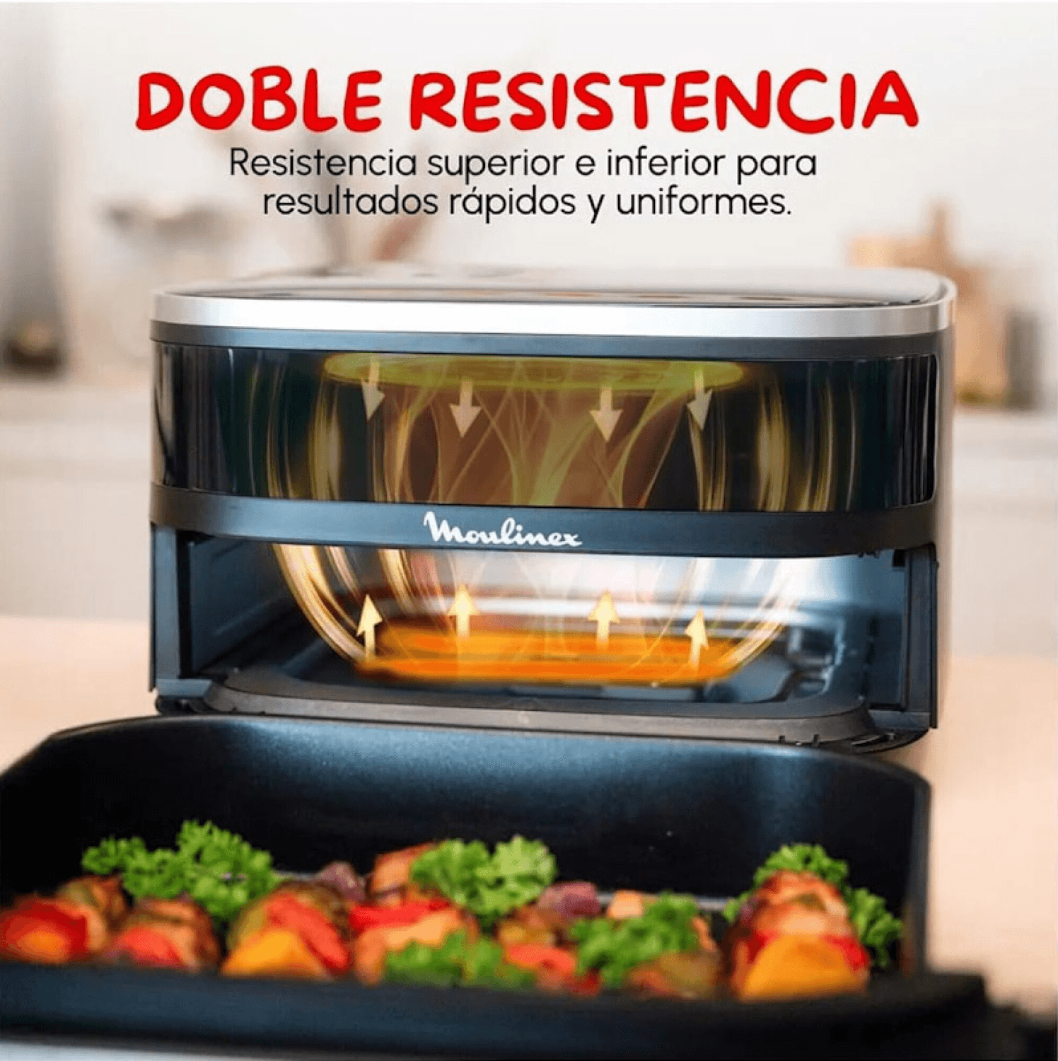 Doble resistencia de la freidora Moulinex AL4018F0 con verduras