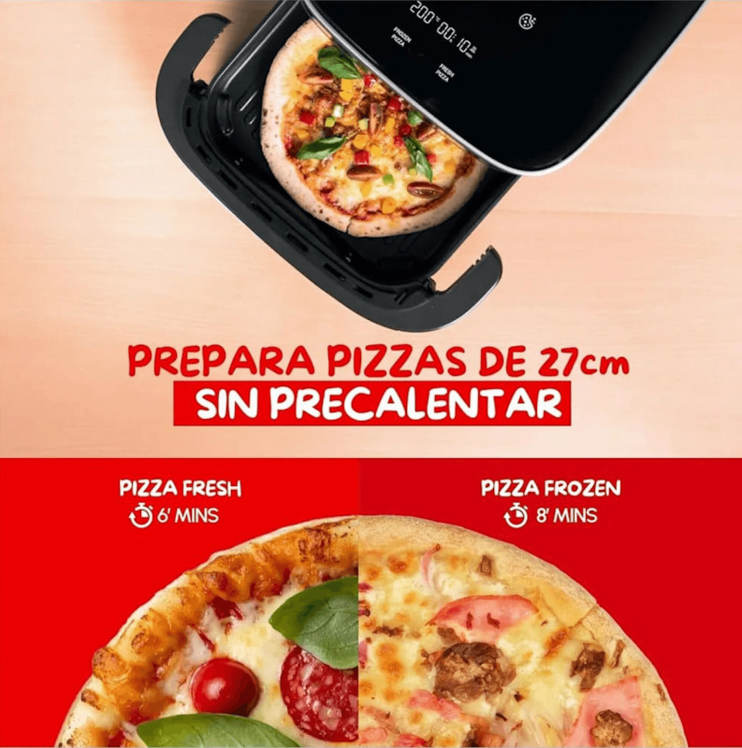 Pizza en la freidora Moulinex AL4018F0