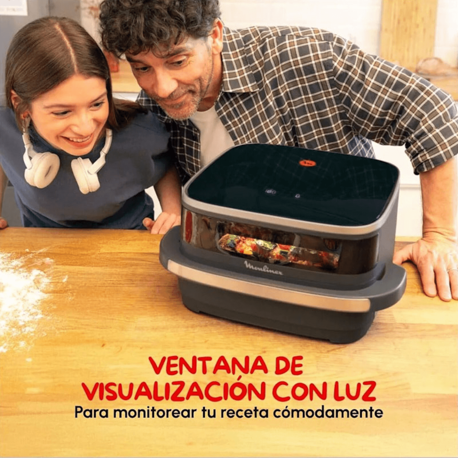 Ventana de visualización con luz de la freidora Moulinex AL4018F0