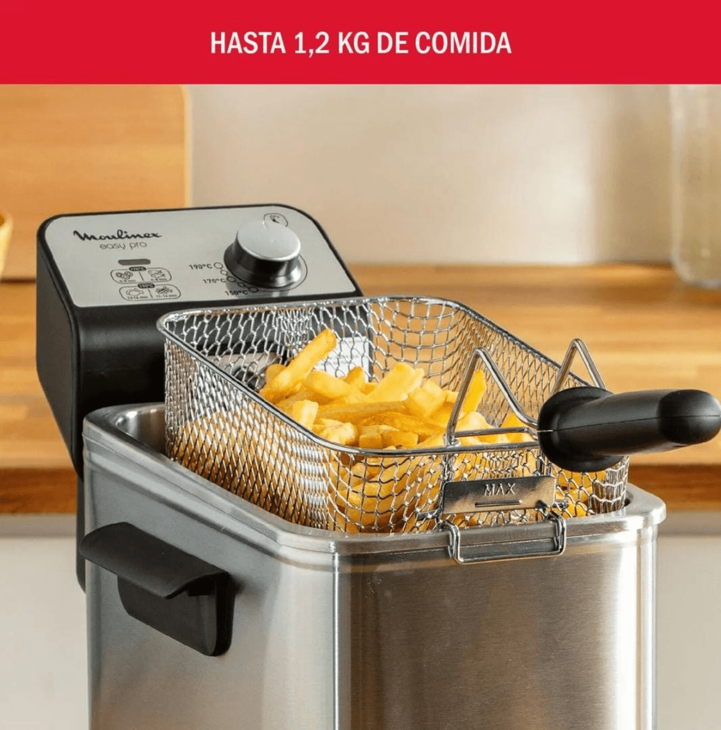 Canasto con papas fritas de la freidora Moulinex Easy Pro AM338058