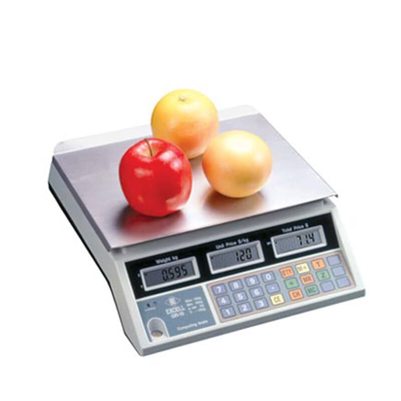 Base de la balanza Jameco GR3-30 con visores del vendedor y teclado