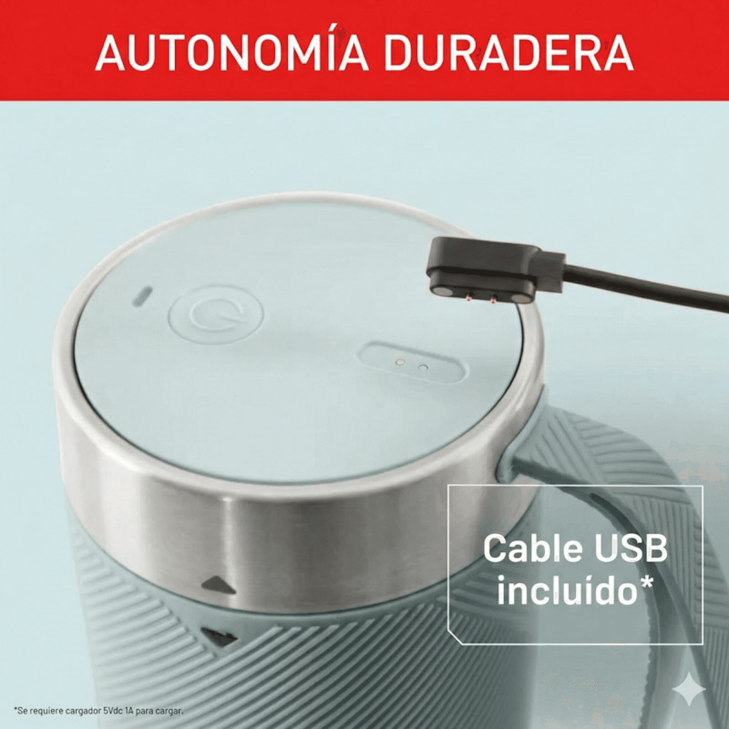 Tapa con botón de la licuadora portátil Arno Lightmix BL1C04B1 con cable USB