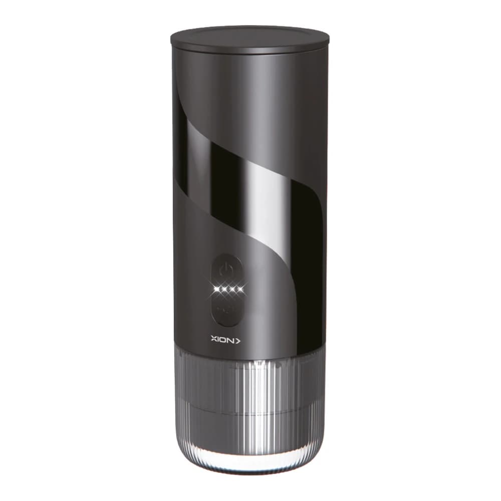 Cafetera portátil XION XI-CM1 para cápsulas y café molido, negra con copa acanalada