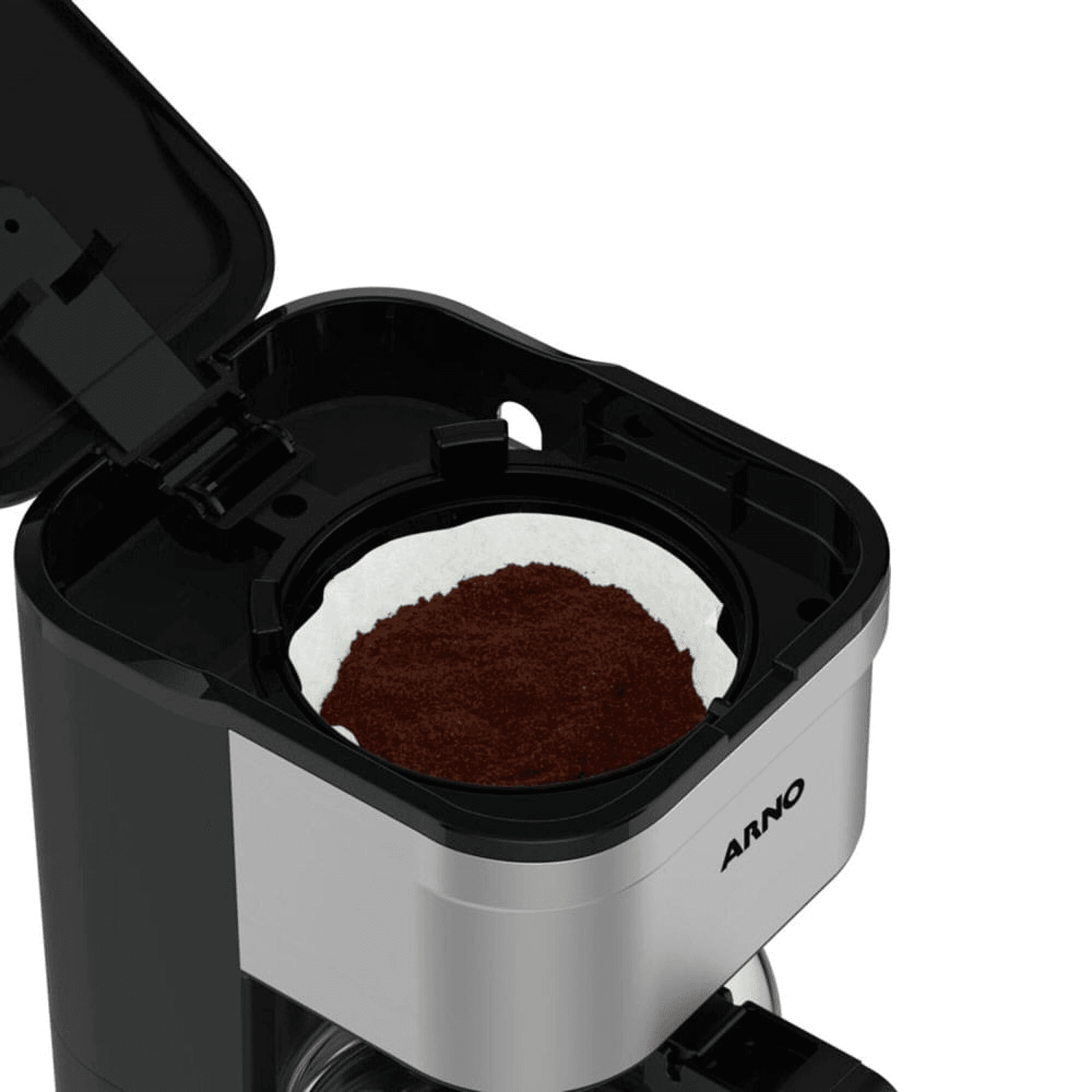 Portafiltro de la cafetera Arno CM225DB2 con café molido