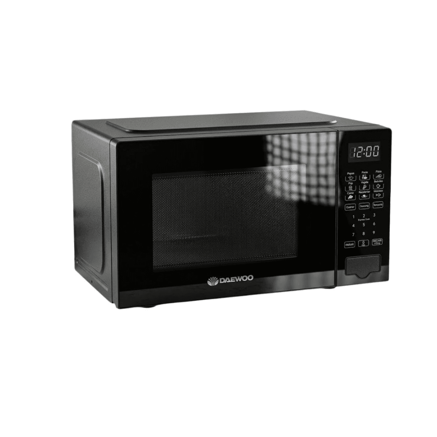 Microondas Daewoo DAMWO20DB negro en vista lateral