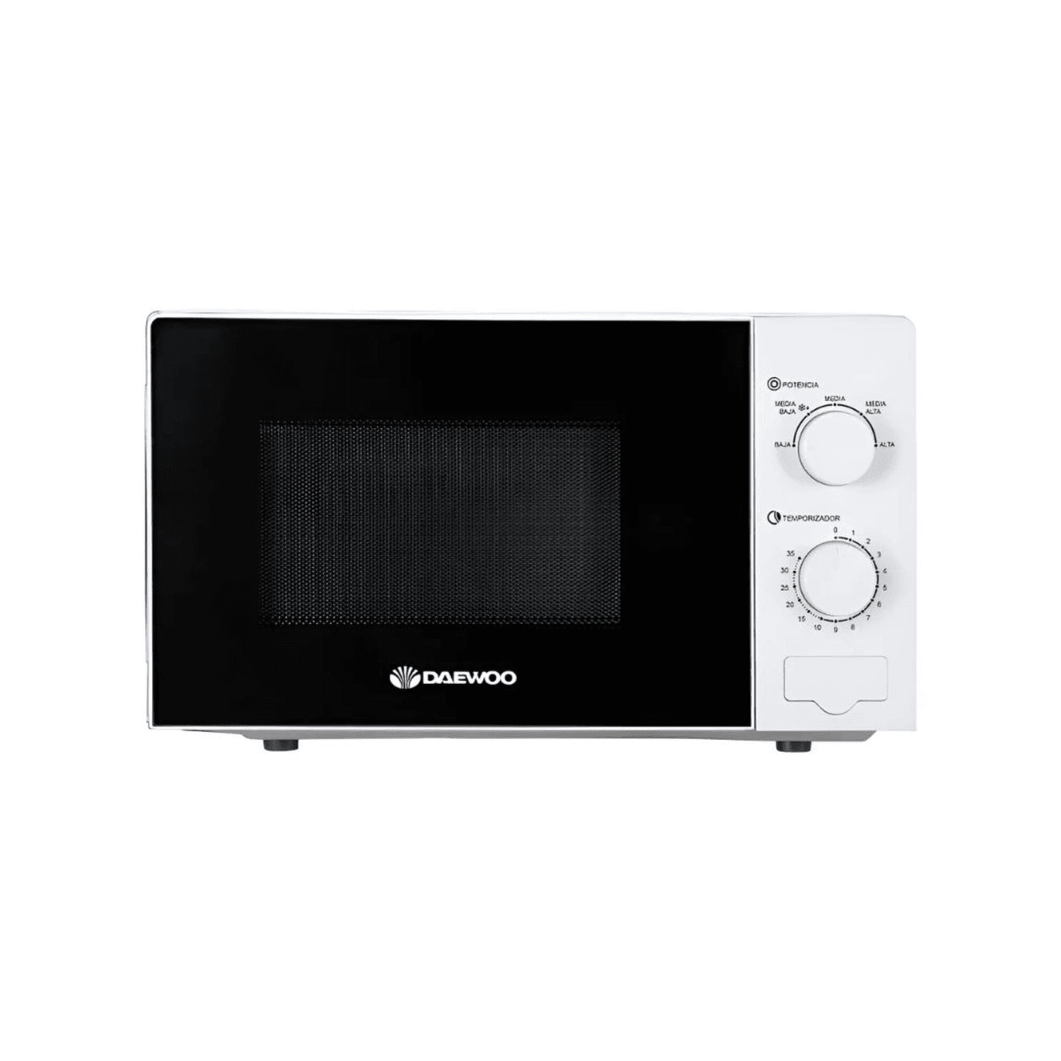 Microondas manual Daewoo DAMWO20MW blanco con diales de potencia y temporizador