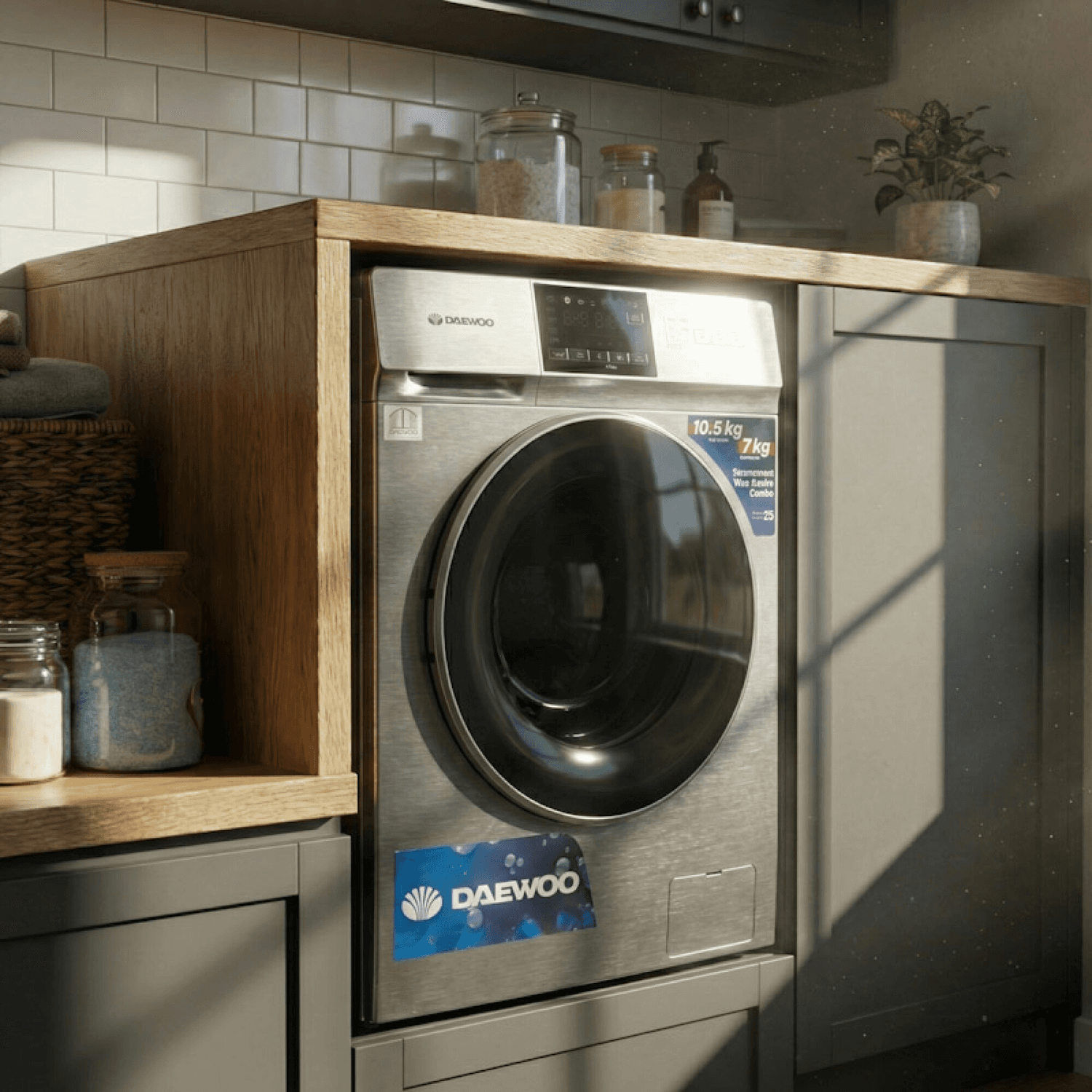 Lavasecarropas Daewoo DAWDF107TIS en una cocina
