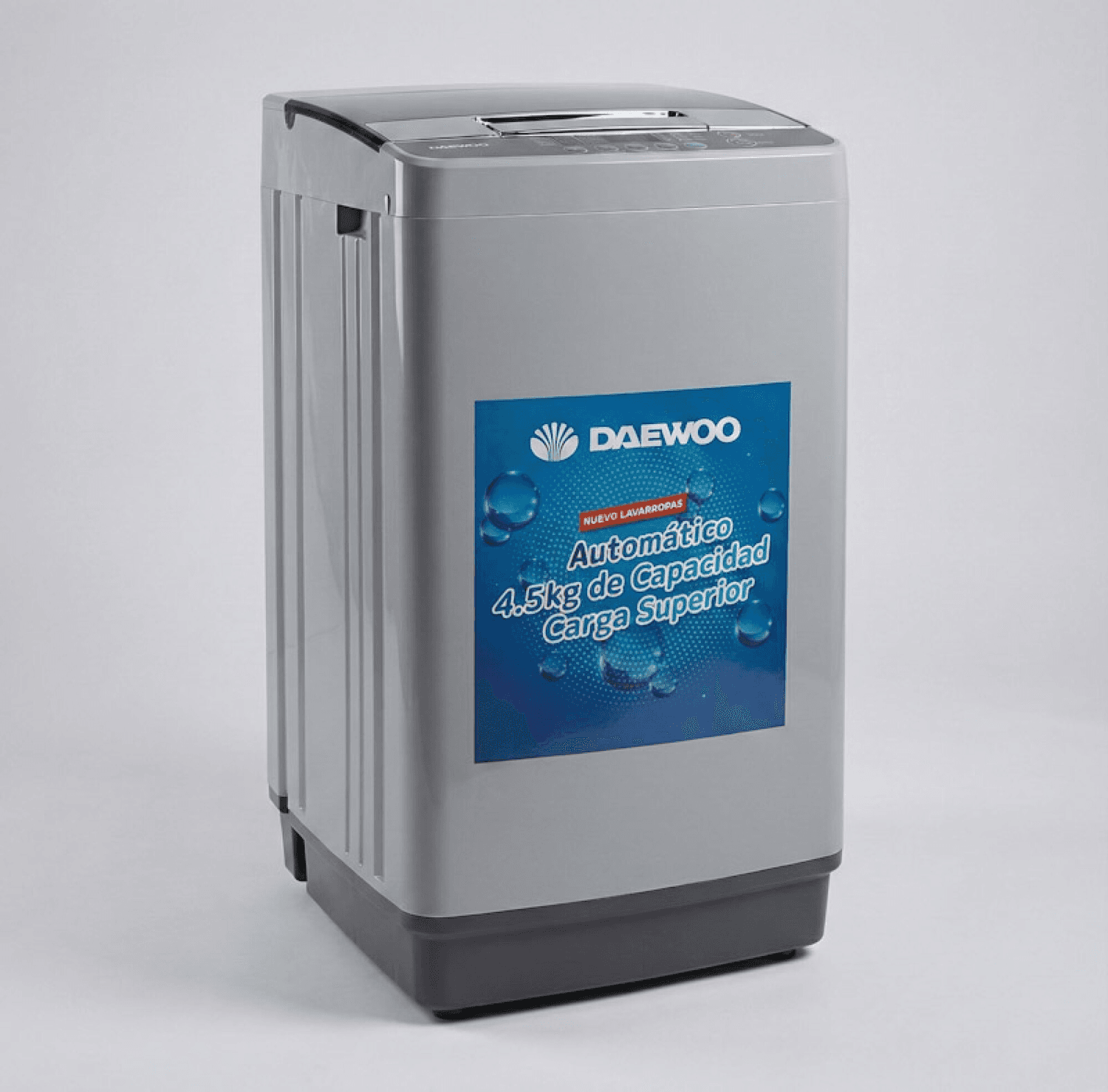 Lavarropas Daewoo DAWM455HW-AC de 4,5 kg visto de costado