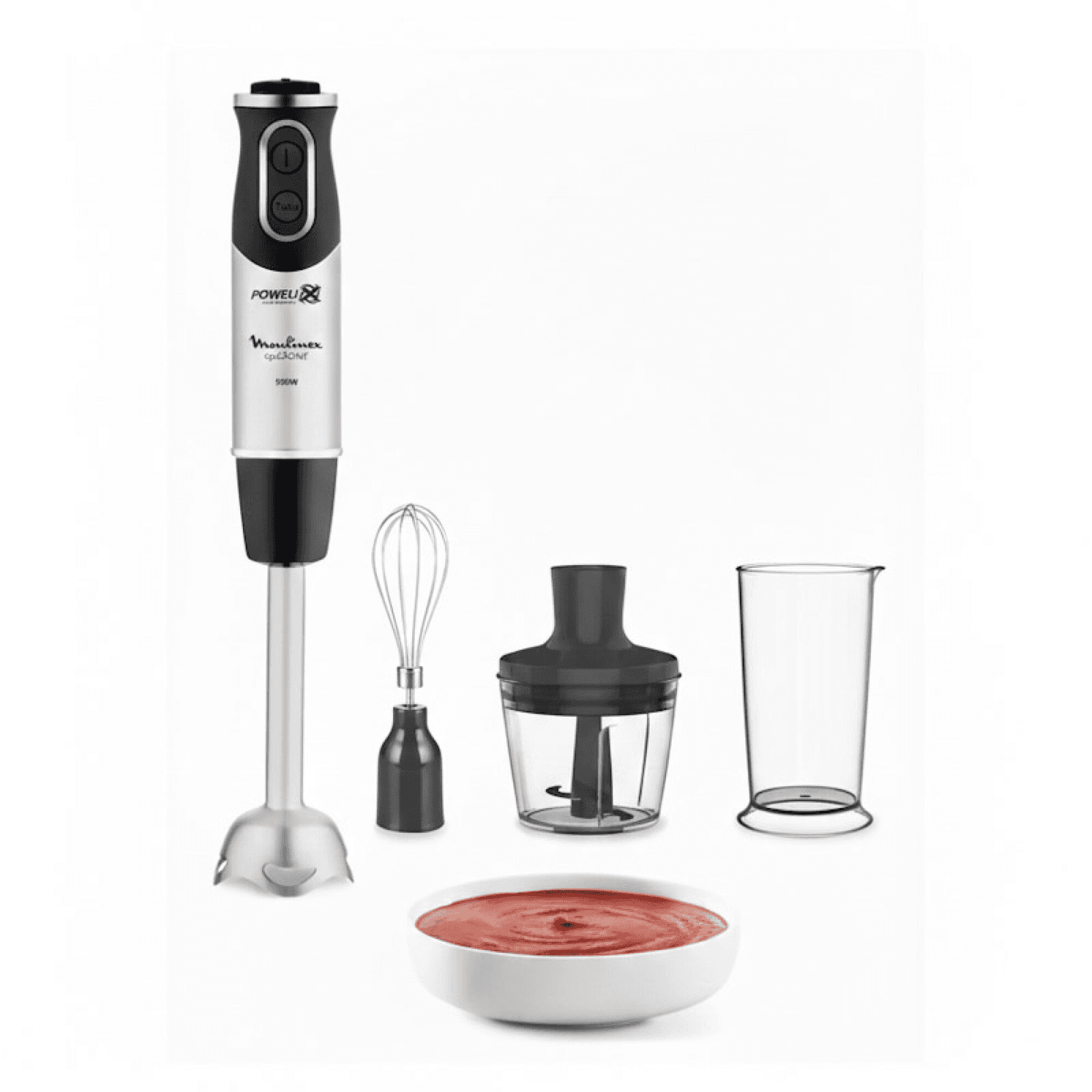 Mixer Moulinex Quickchef DD655810 con picadora, batidor y vaso medidor