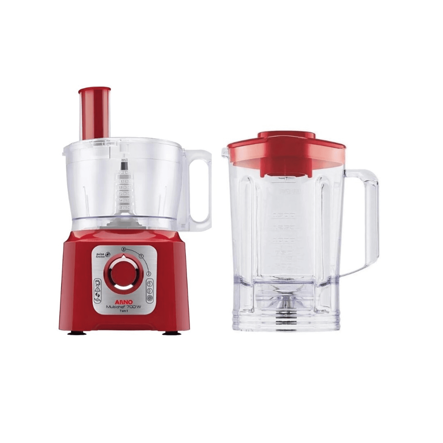 Multiprocesadora Arno Multichef DO1655B2 roja con vaso procesador y jarra licuadora
