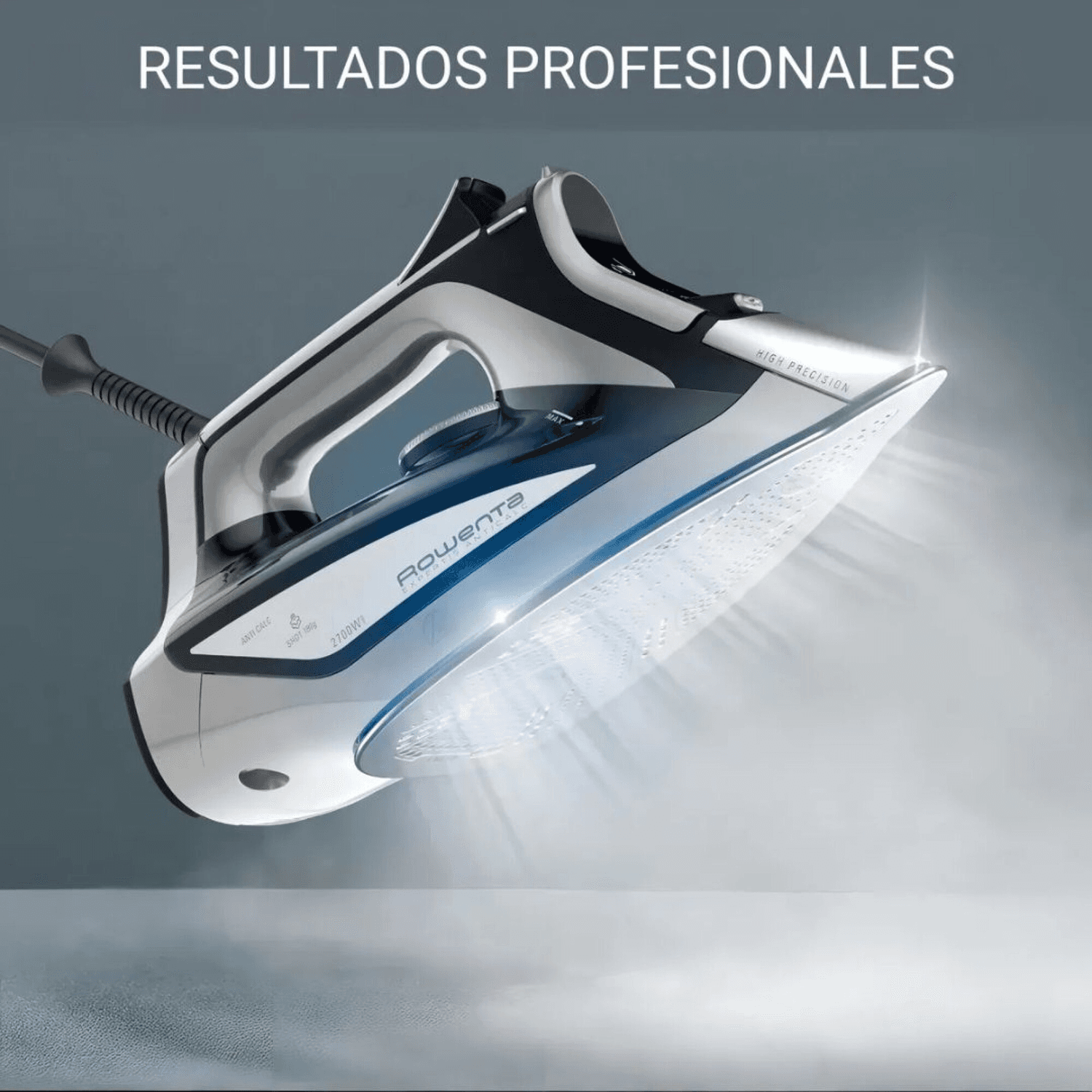 Plancha Rowenta DW7025D1 con la suela emitiendo vapor