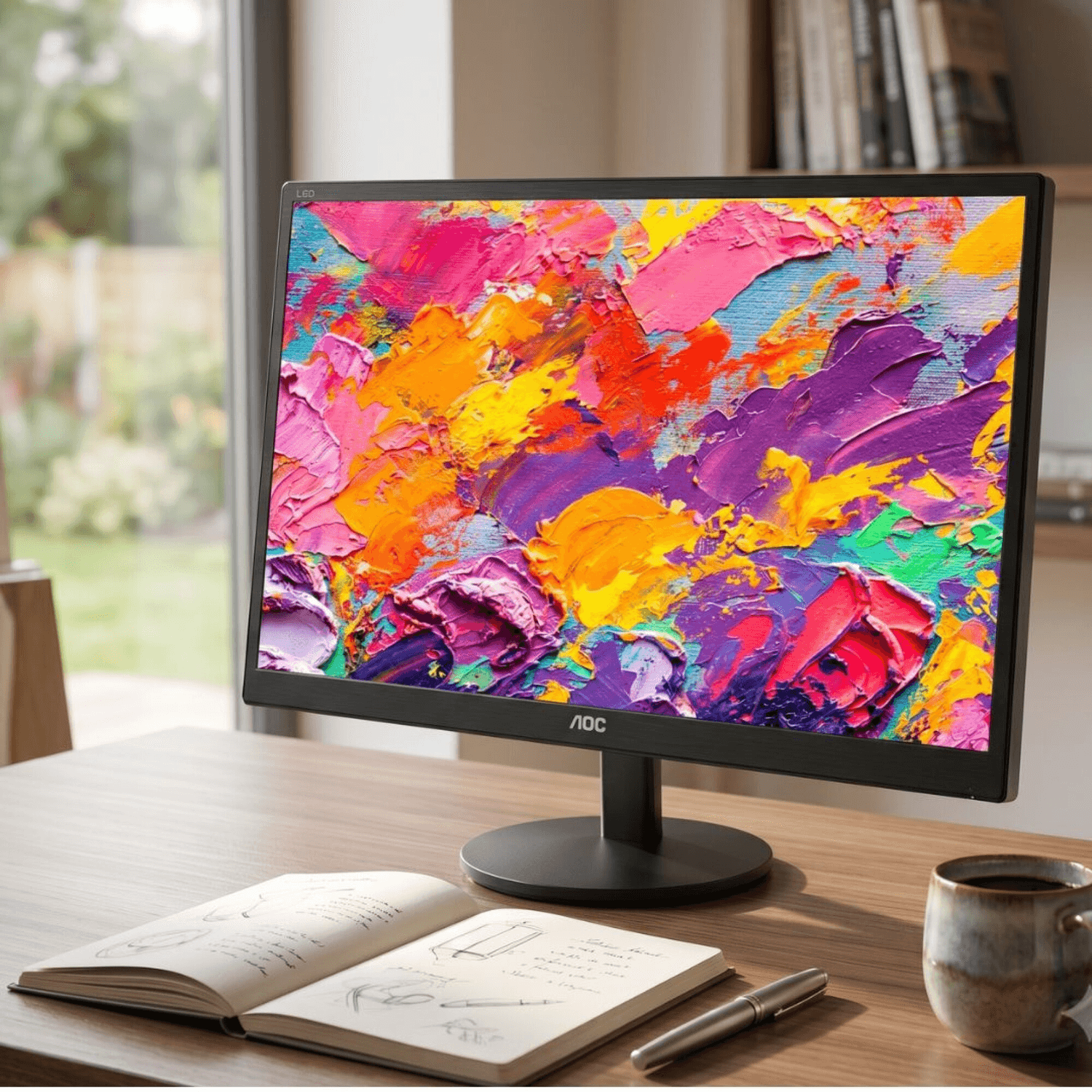 Monitor AOC E2070SWN sobre un escritorio