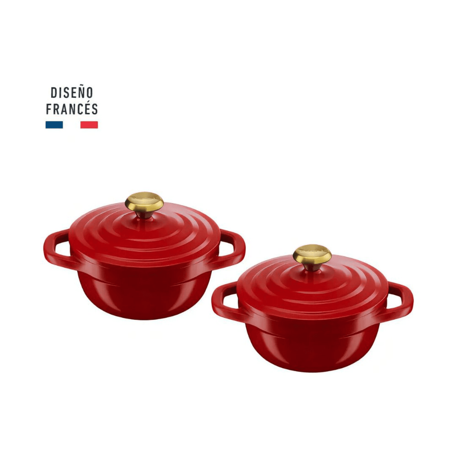 Set de dos mini cocottes Tefal Air E254S255 rojas con tapa