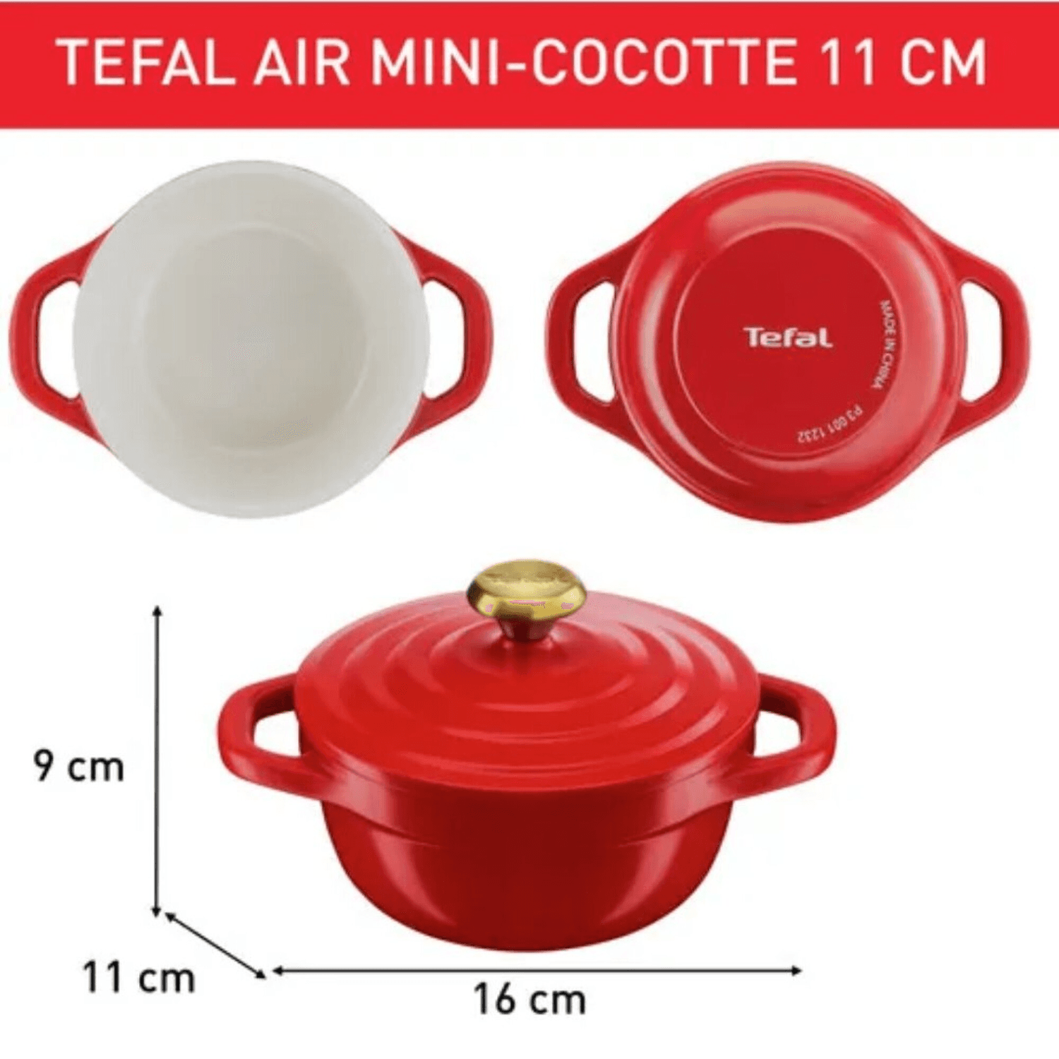 Mini cocotte Tefal Air de 11 cm vista desde arriba y de costado