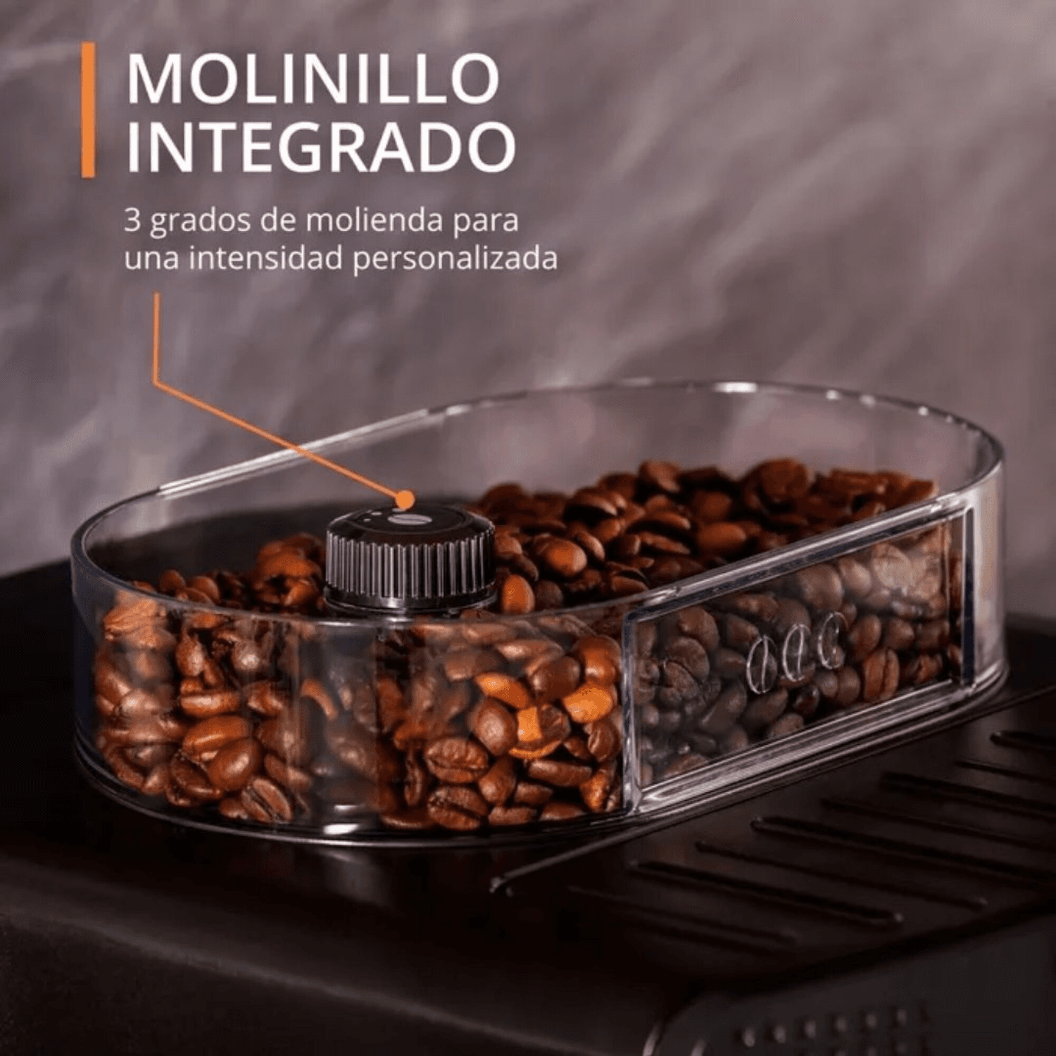 Molinillo cónico y depósito de granos de la cafetera Krups EA810870