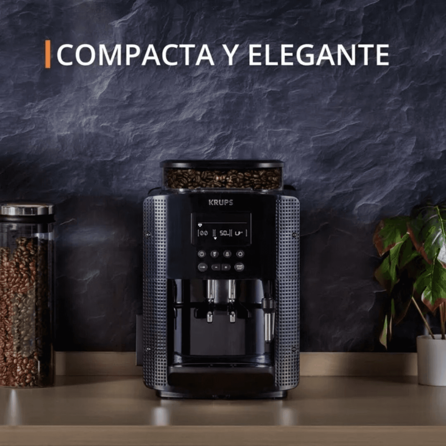Cafetera Krups EA815070 sobre una mesada
