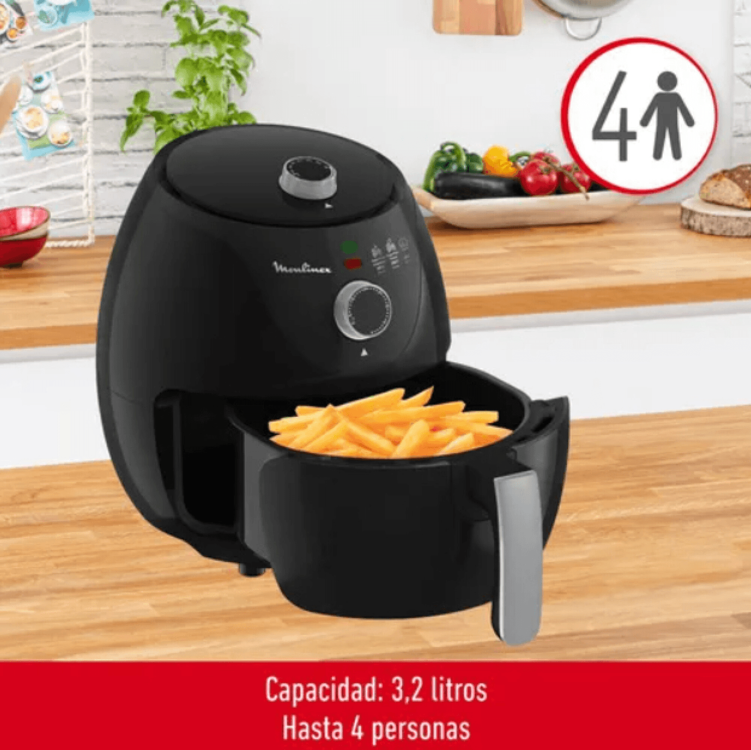 Freidora de aire Moulinex EZ122858 de 3,2 L para hasta 4 personas