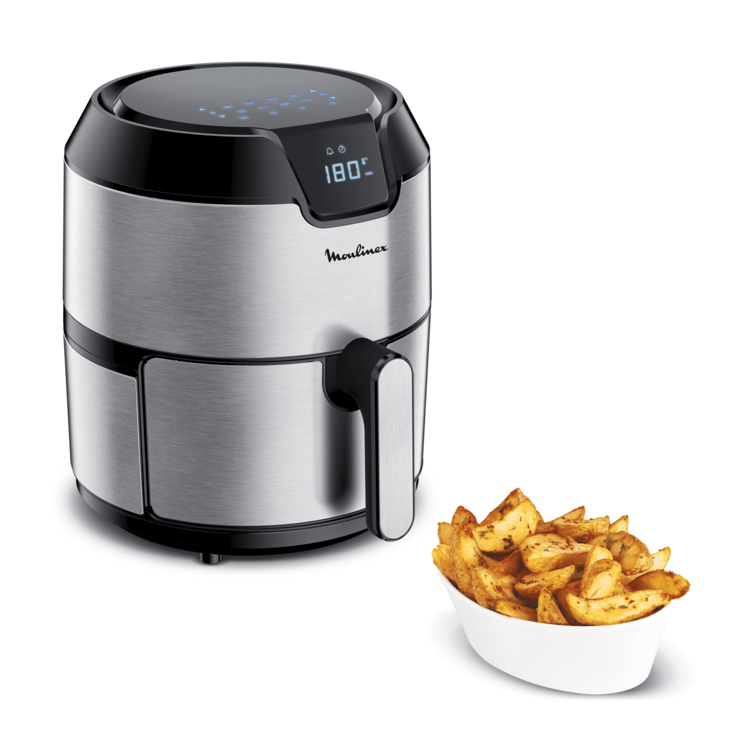 Freidora de aire digital inox Moulinex Easy Fry Deluxe EZ401D10 con papas