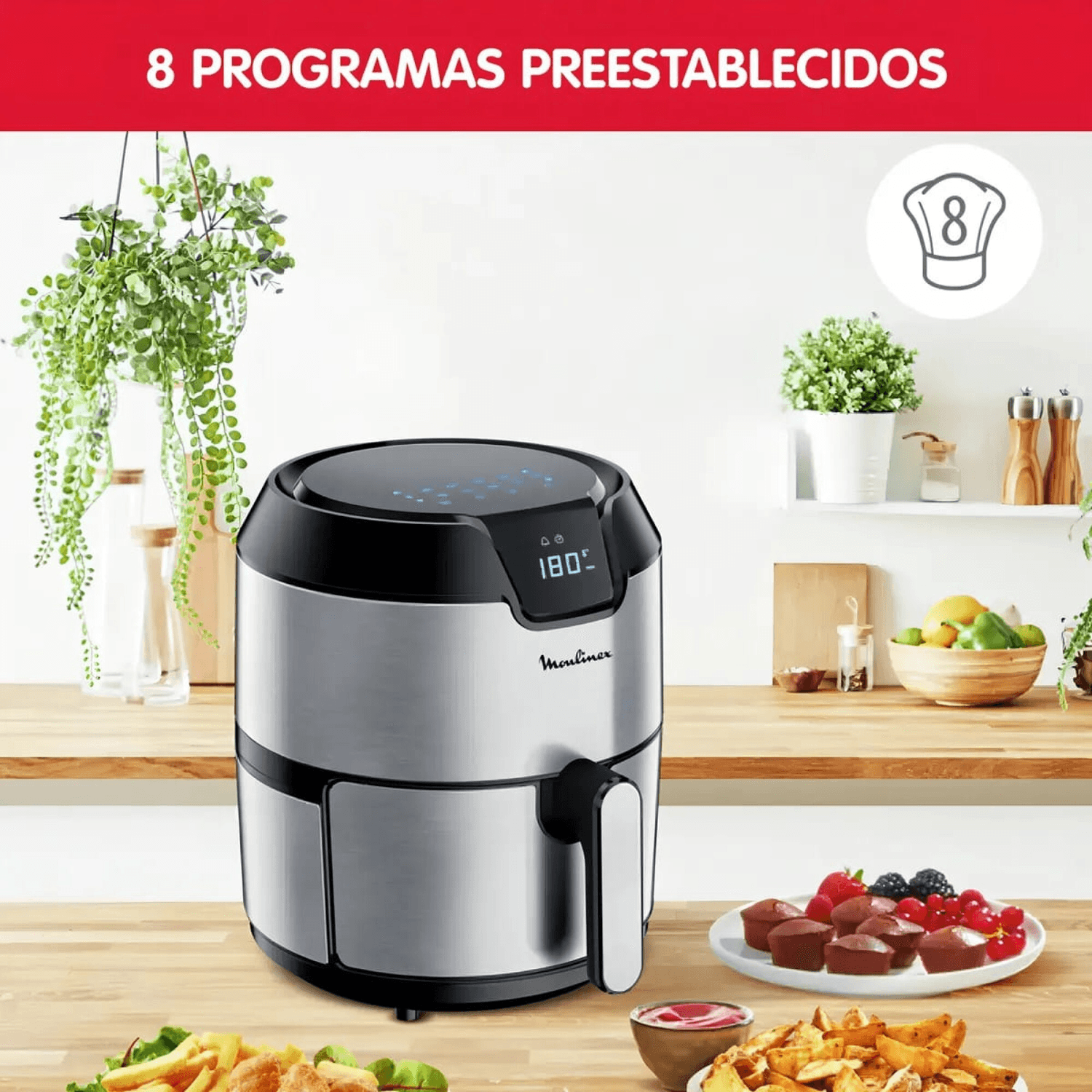 Freidora Moulinex EZ401D10 con 8 programas preestablecidos