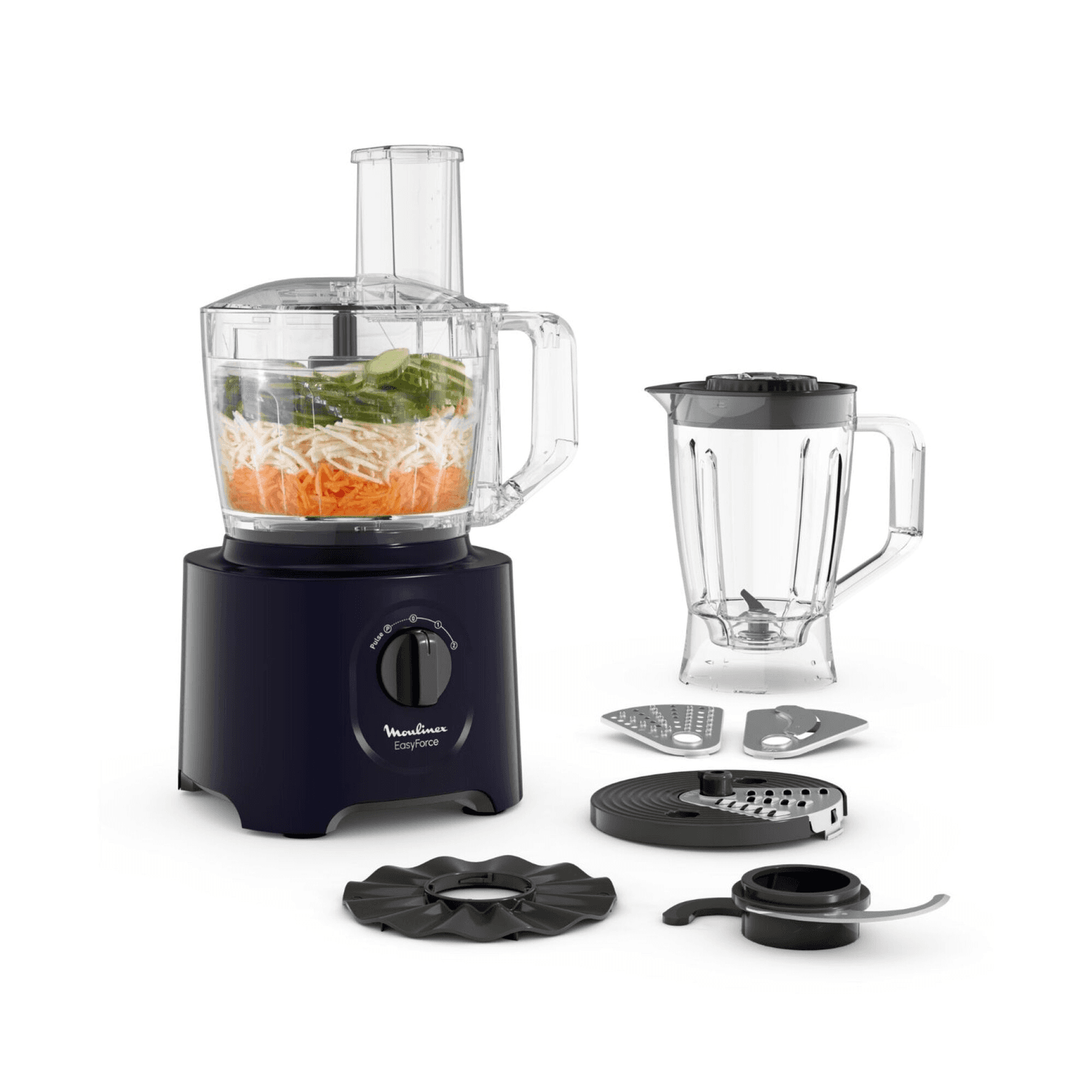 Multiprocesadora Moulinex Easy Force FP247810 con jarra licuadora y accesorios