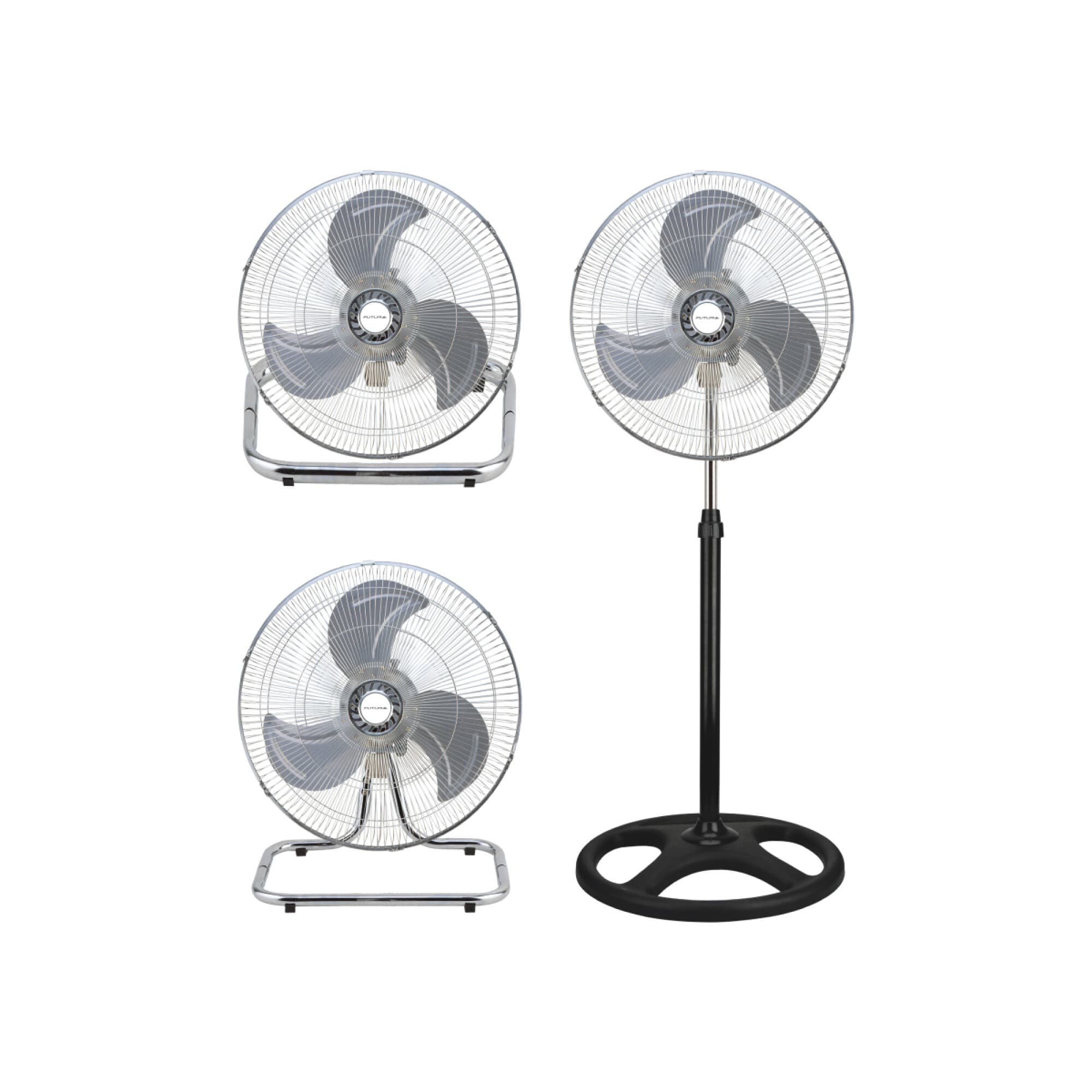 Ventilador 3 en 1 Futura FUT-4532-US en sus modos de pared, piso y pie