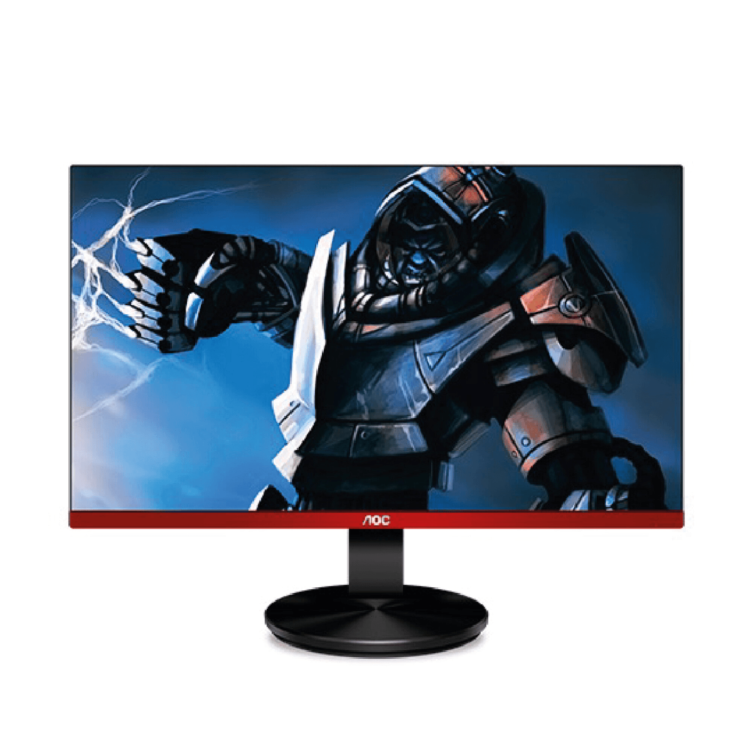 Monitor gamer AOC G2490VX de 24 pulgadas con un guerrero en pantalla