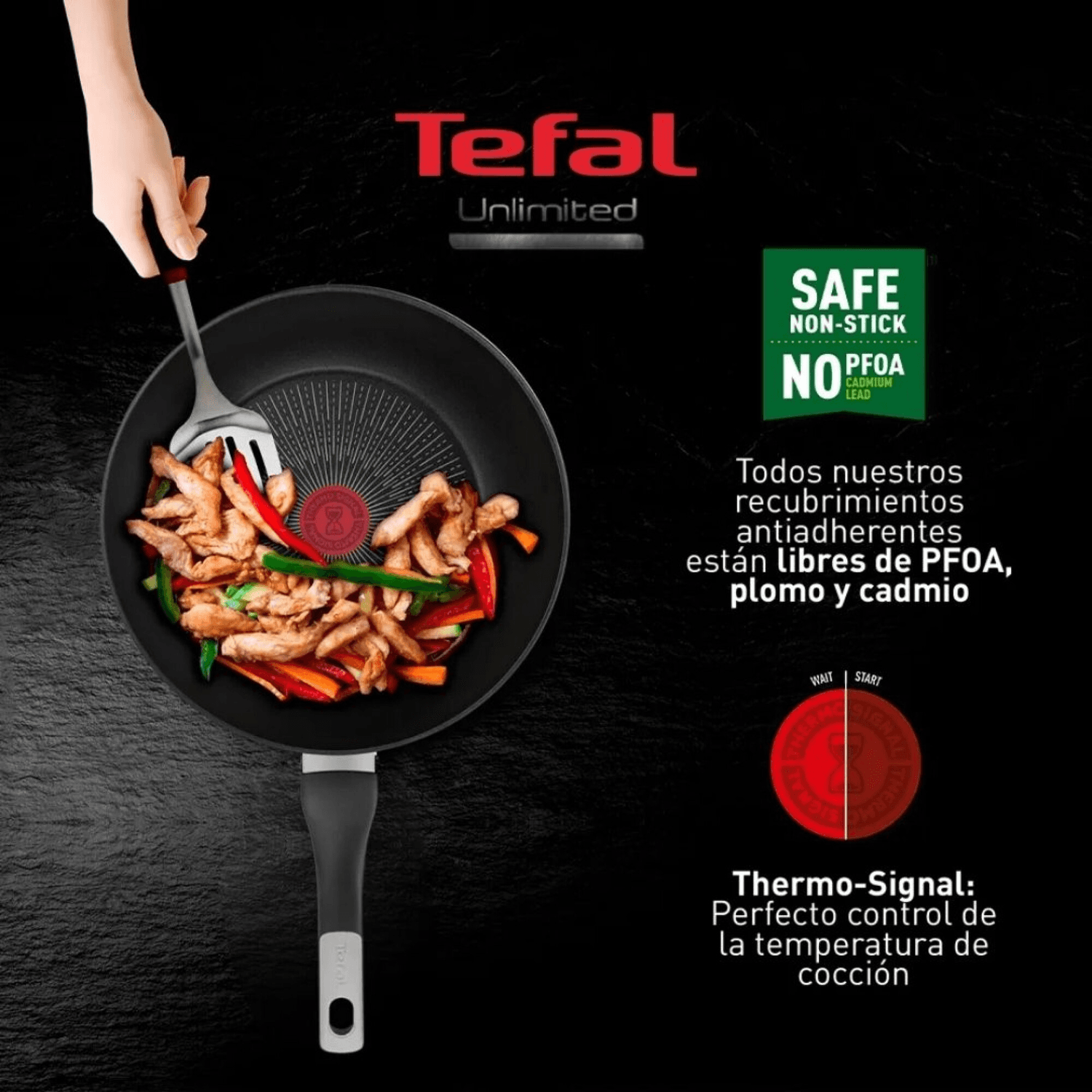 Sartén Tefal Unlimited con salteado de pollo y verduras