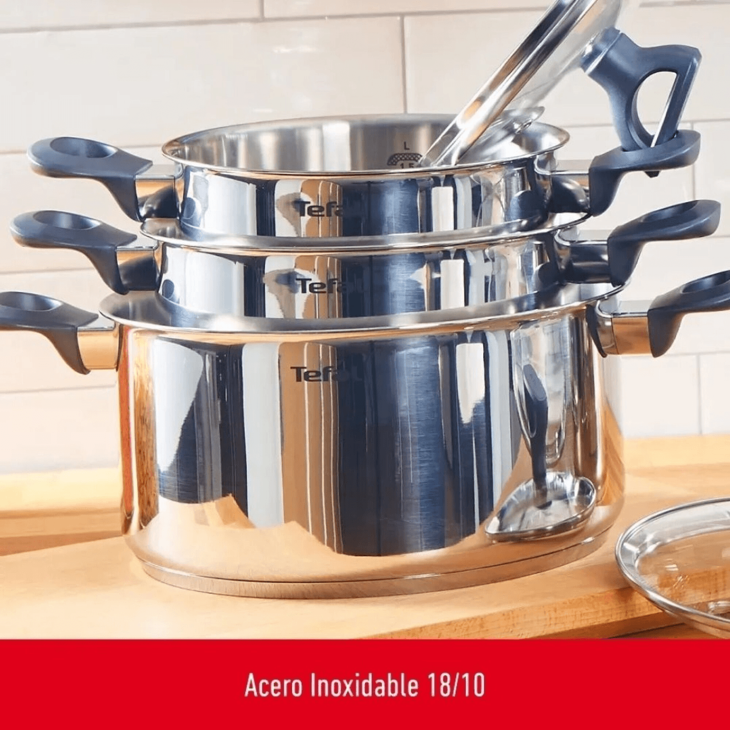 Ollas de acero inoxidable de la batería Tefal Daily Cook apiladas