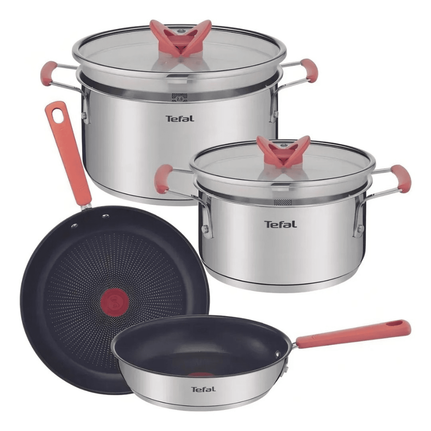 Cacerolas con tapa de vidrio y sartenes de la batería Tefal Opti'Space G720S604