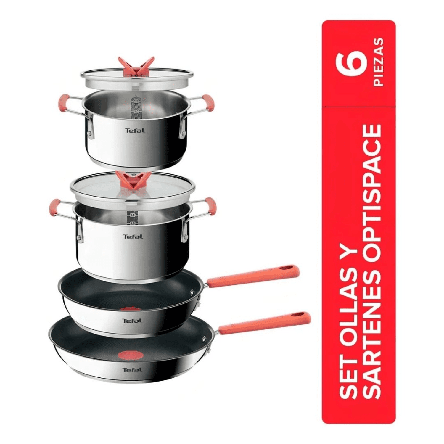 Set de ollas y sartenes Tefal Opti'Space de 6 piezas