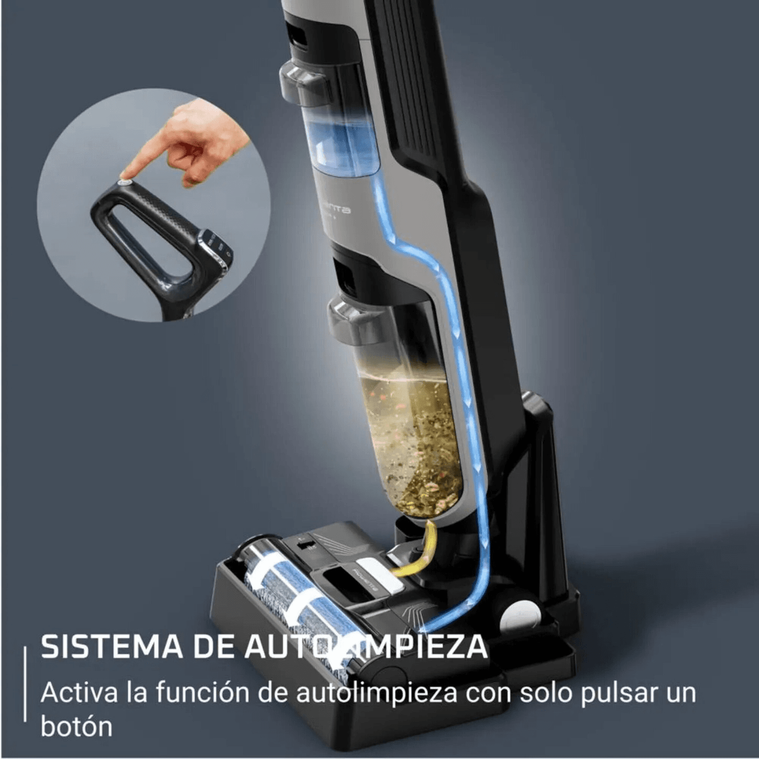 Autolimpieza de la Rowenta X-Clean 4 GZ5037WO sobre su base