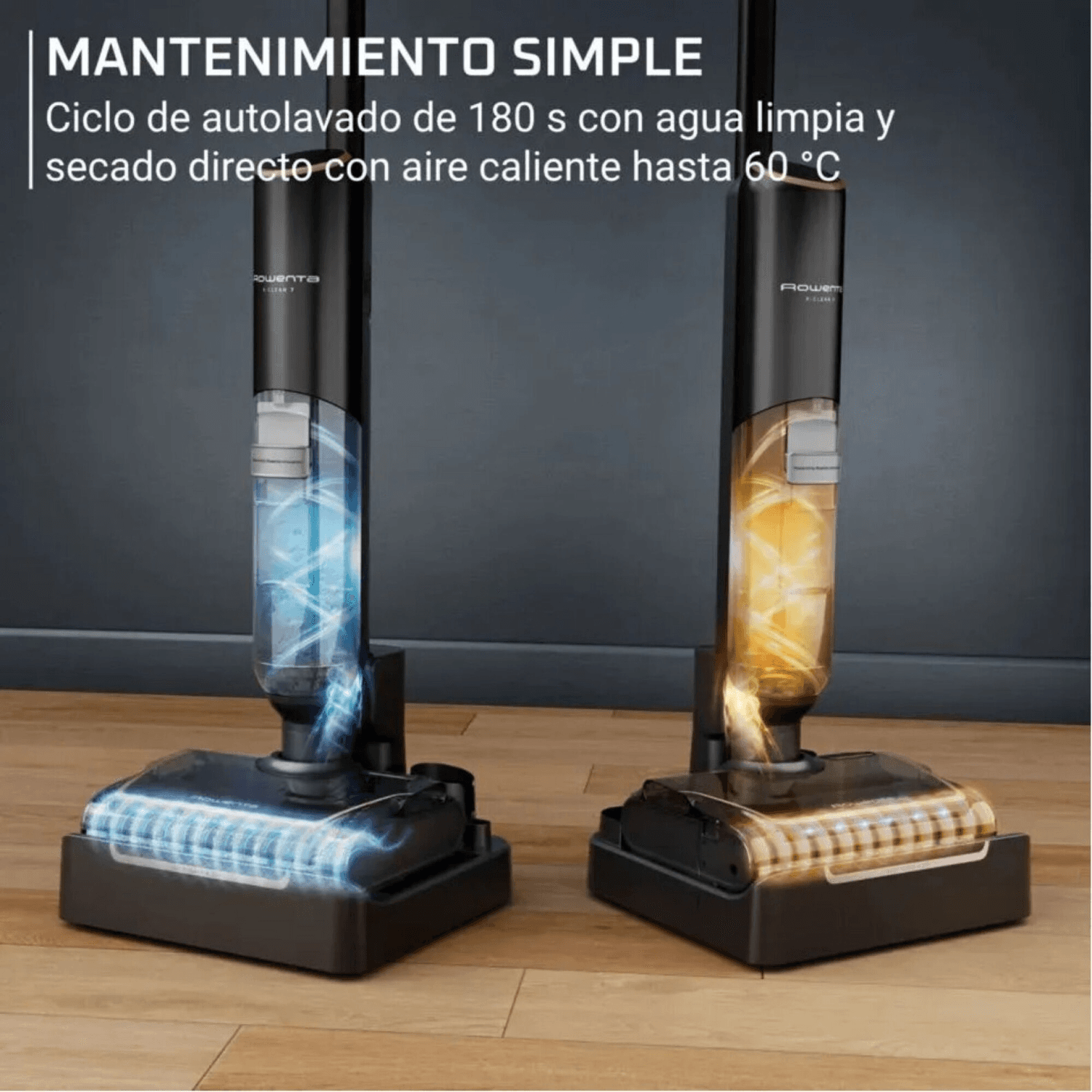 Autolimpieza y secado de la Rowenta X-Clean 7 GZ5736E0 sobre su base
