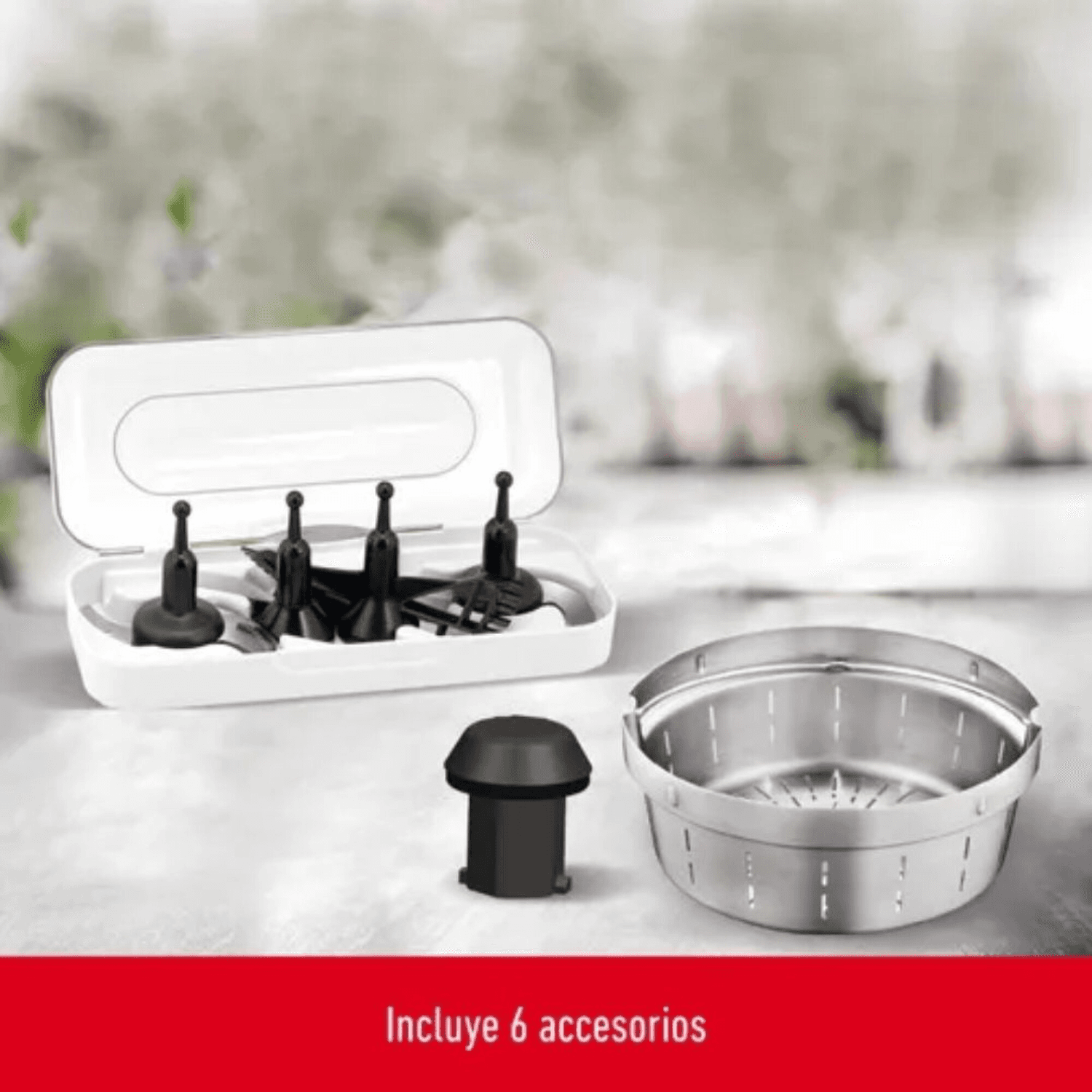 Accesorios del Moulinex Companion XL: cuchillas, cesta de vapor y estuche