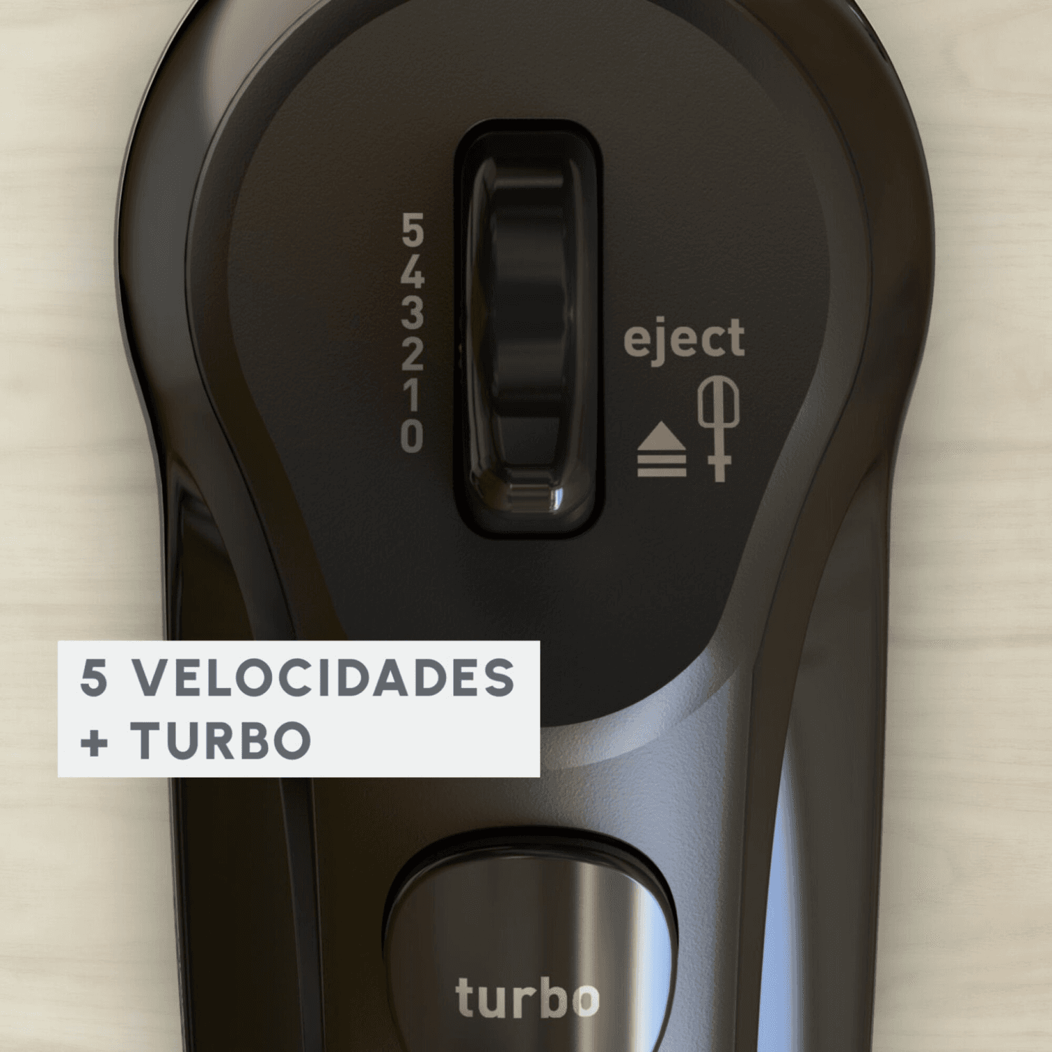 Selector de 5 velocidades y botón turbo de la batidora Moulinex HM3108B1