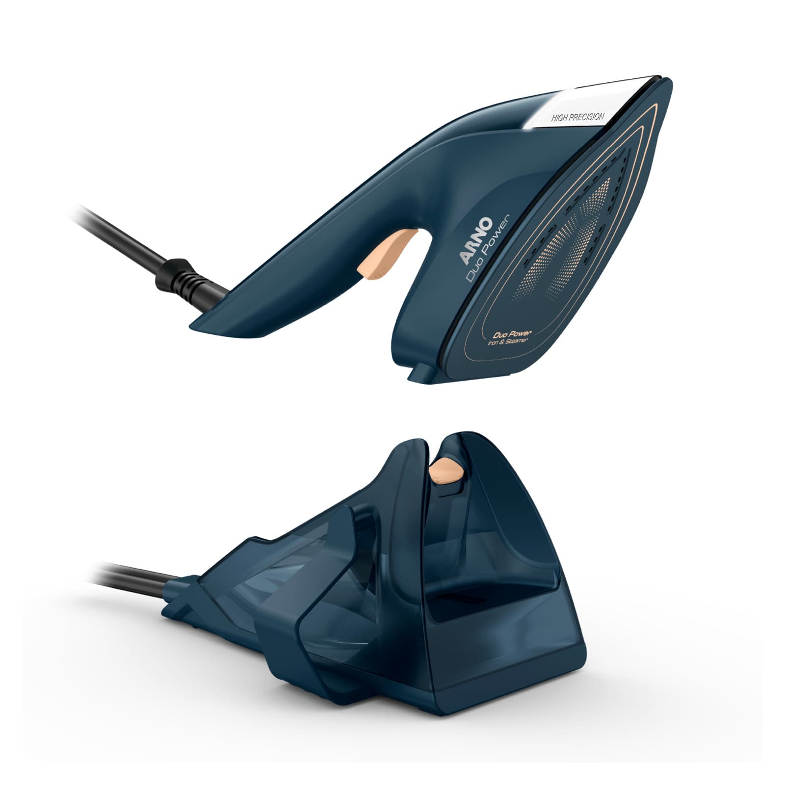 Plancha a vapor y vaporizador Arno JF4032B2 azul con su base
