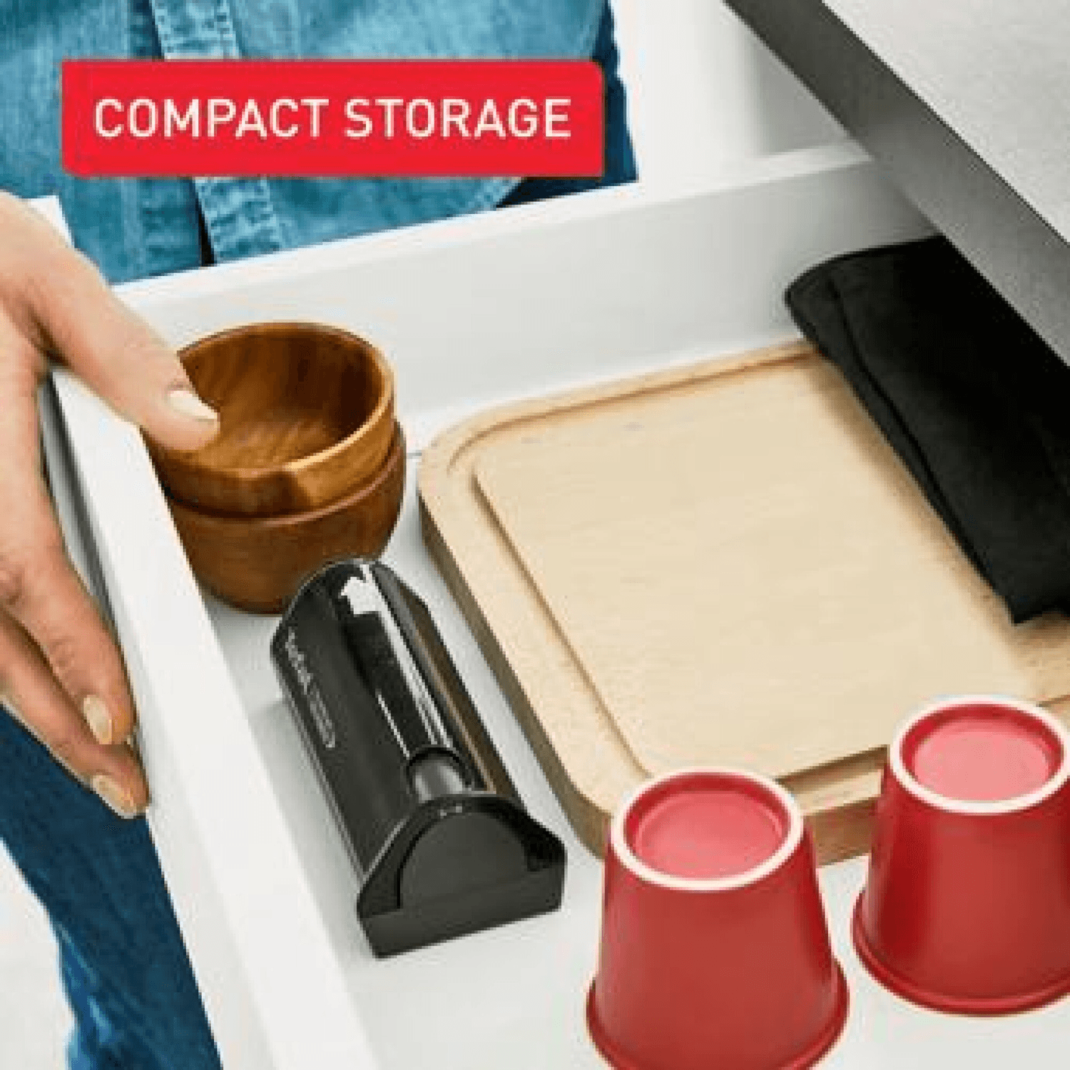 Afilador Tefal Ice Force guardado en un cajón de cocina