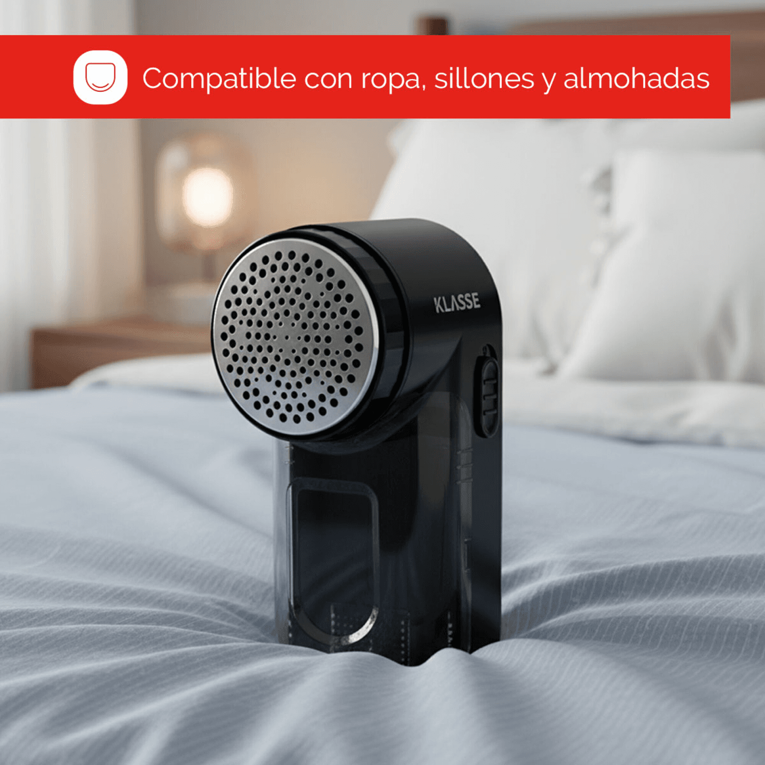 Quitapelusas Klasse KS1001BK sobre una cama