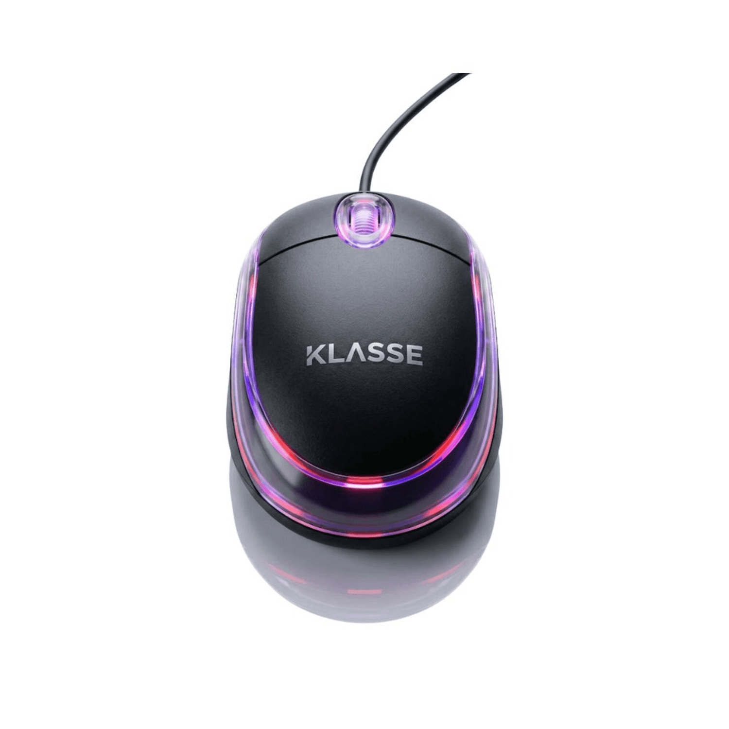 Mouse óptico USB Klasse KS1201 con luz LED sobre fondo blanco