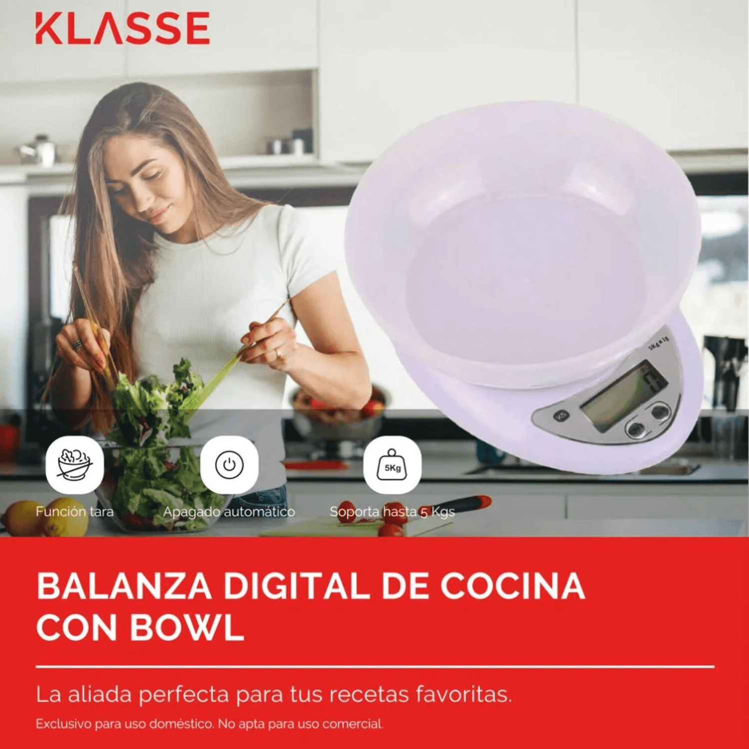 Balanza de cocina con bowl Klasse KS2003 en una ilustración de uso