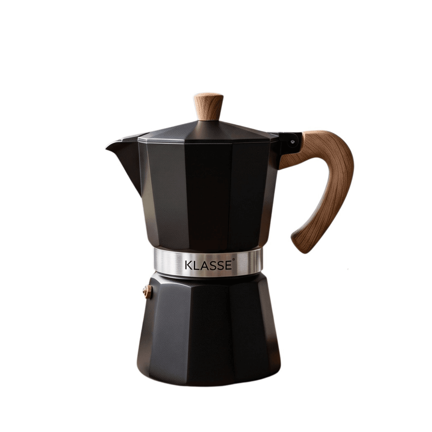 Cafetera italiana moka Klasse KS3709 negra con mango símil madera