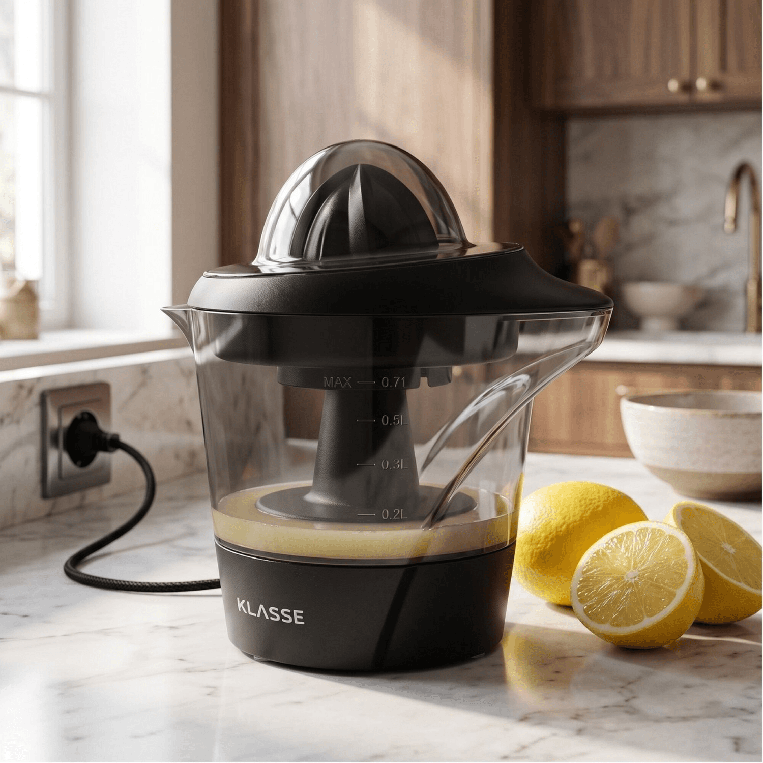 Exprimidor Klasse KS3900 enchufado, con limones