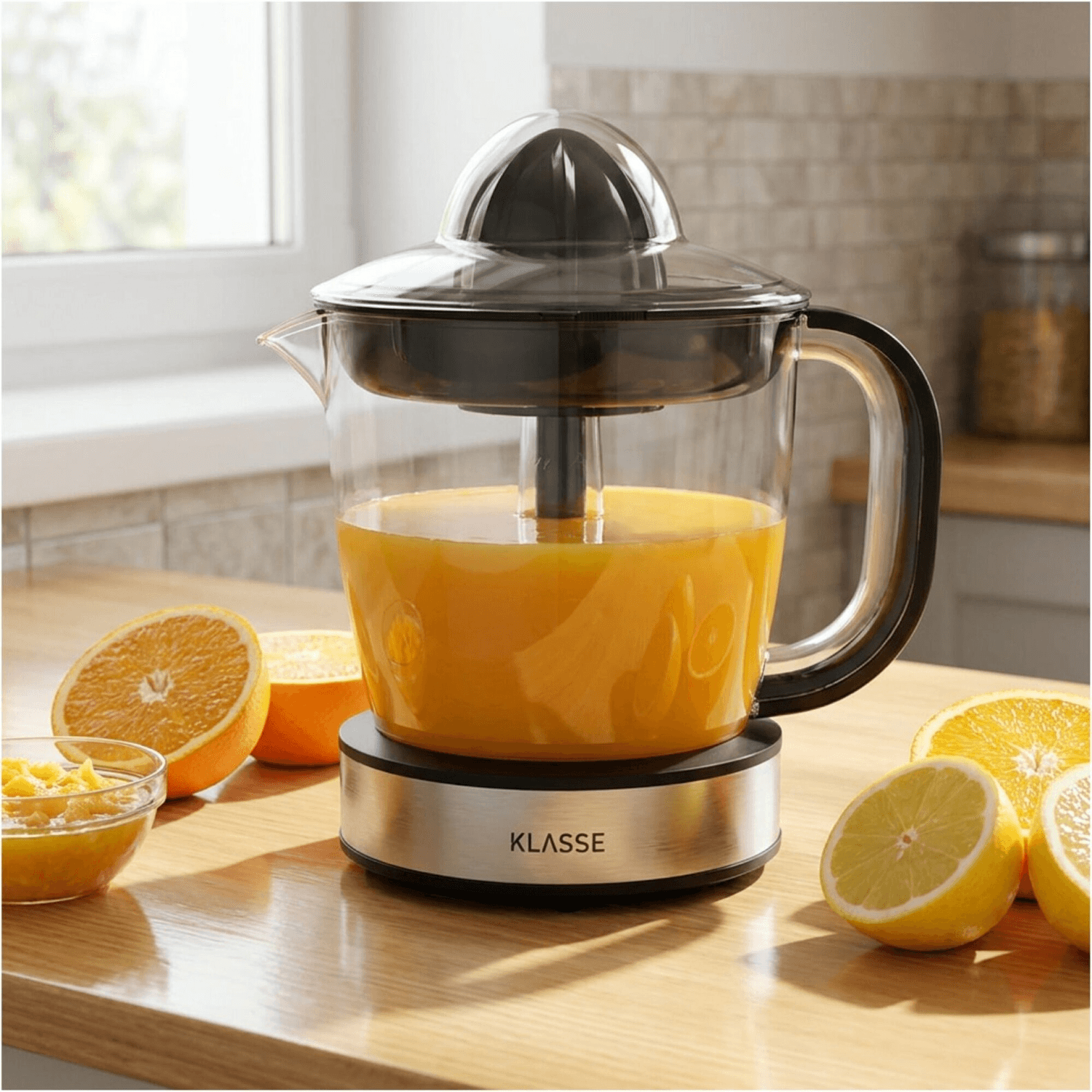Exprimidor Klasse KS3901 con jugo de naranja en la jarra