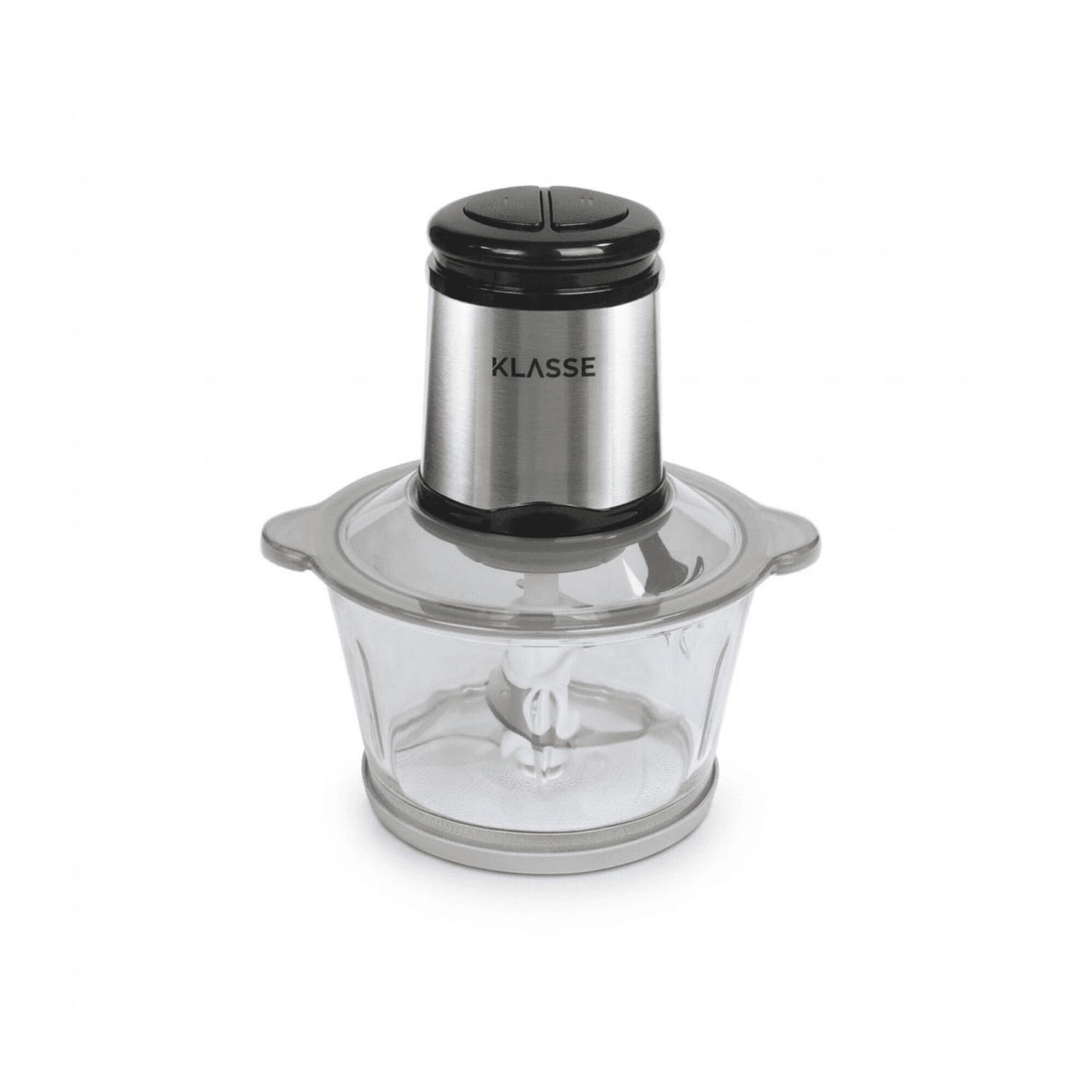 Picadora eléctrica Klasse KS4100 con bowl de vidrio de 1,8 L sobre fondo blanco