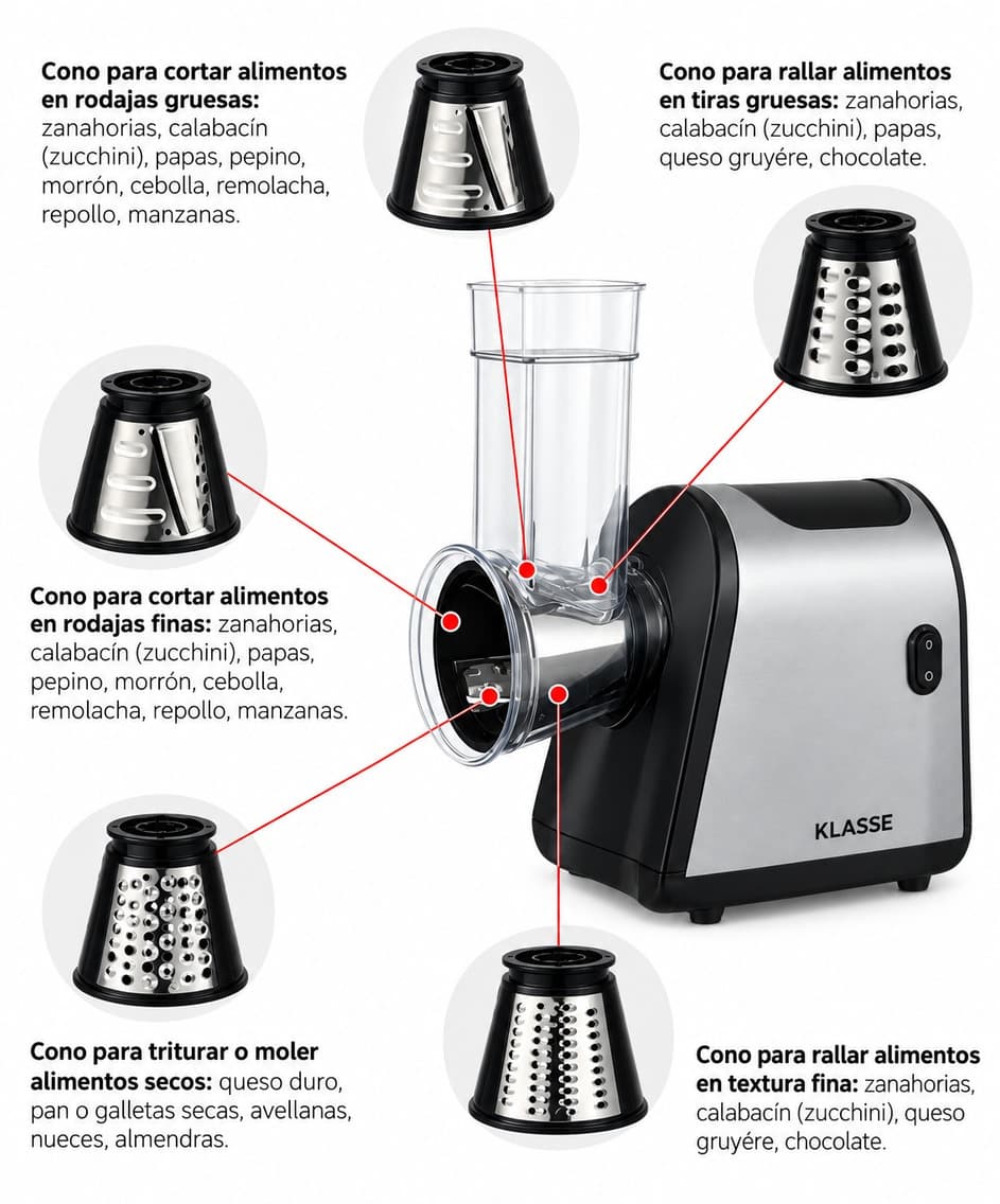 Los 5 conos de acero inoxidable del rallador Klasse KS4700