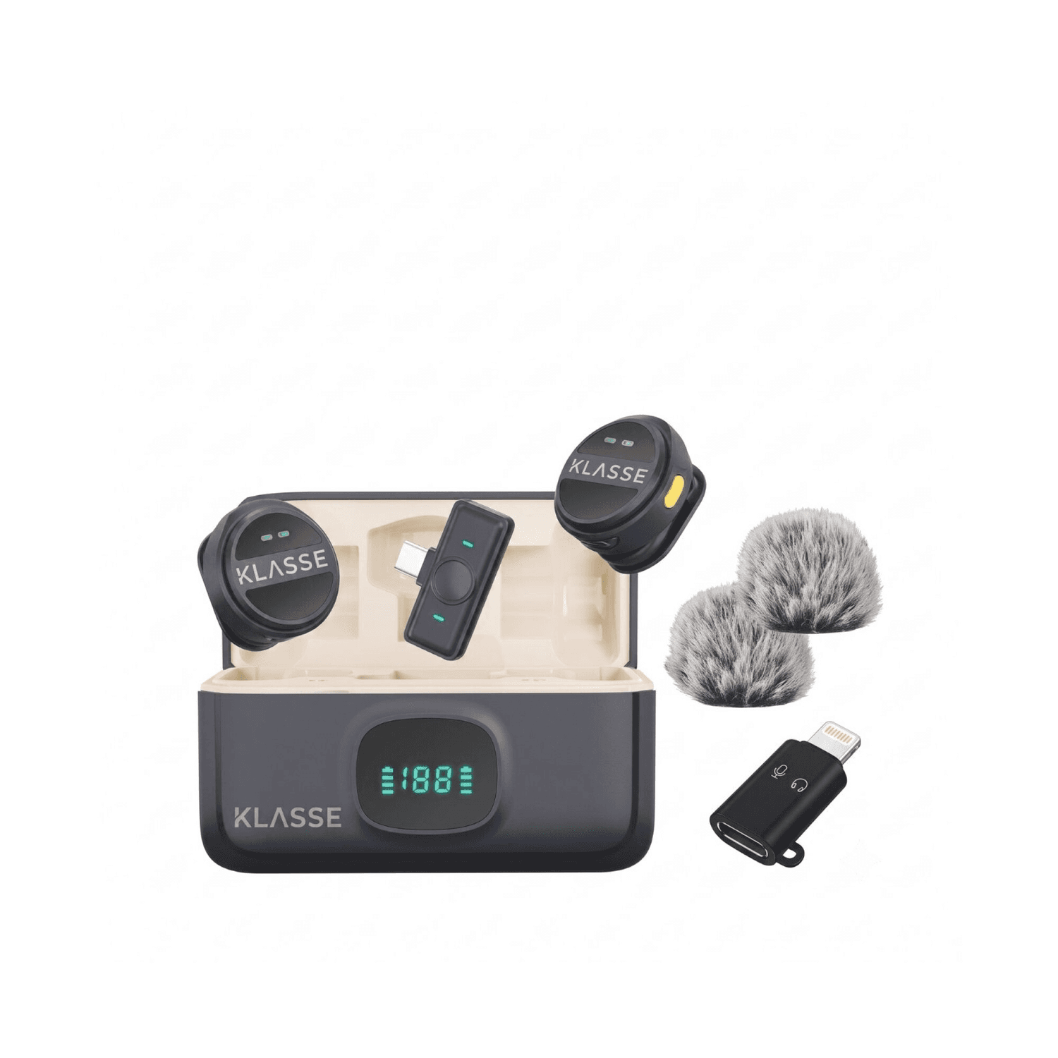 Set de 2 micrófonos Klasse KS5102 con estuche de carga y adaptador