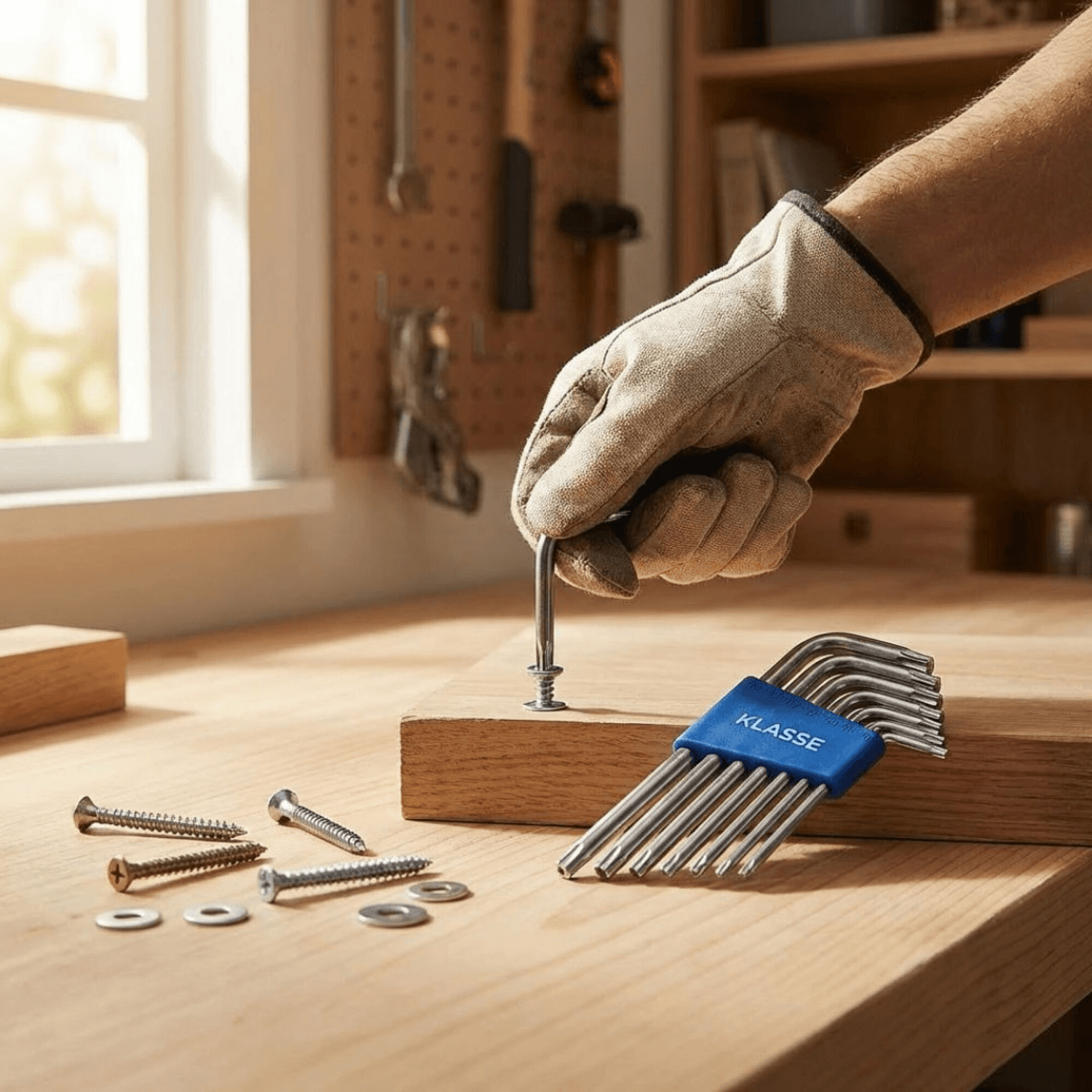 Uso de una llave Torx Klasse KS7703 sobre madera